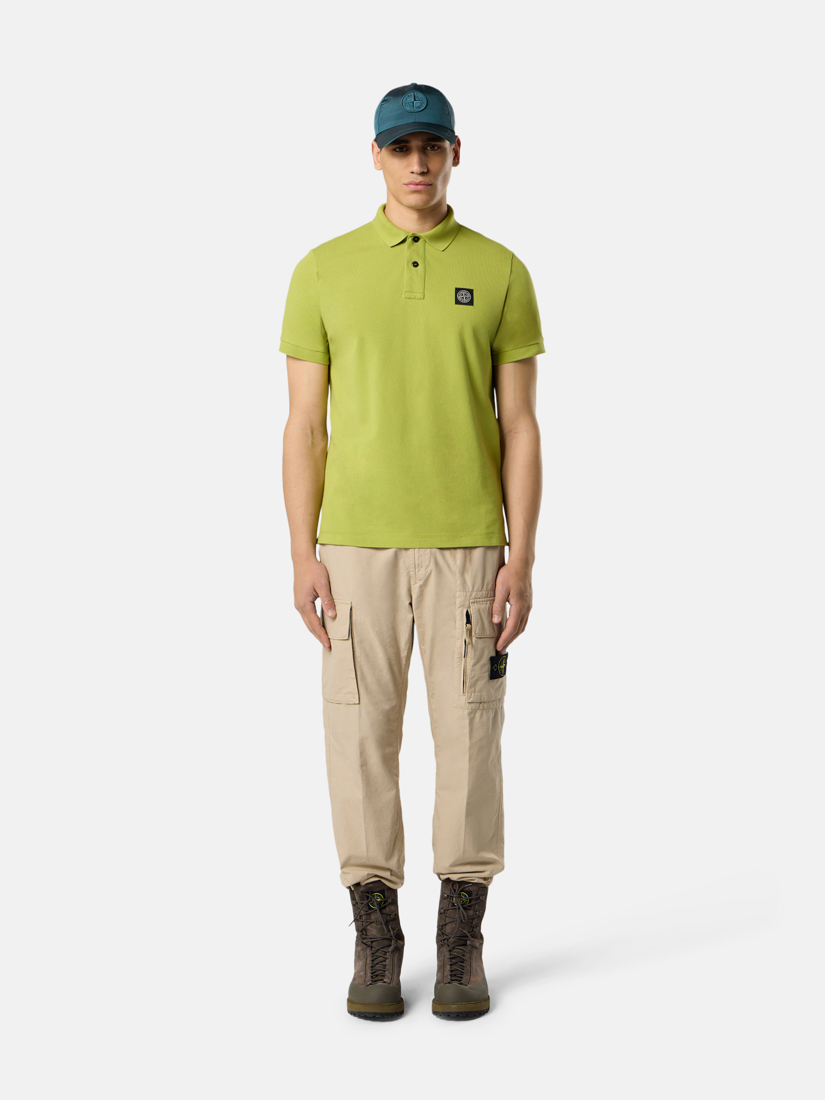STONE  スリムフィット ポロシャツ Compassパッチ STONE ISLAND】Compassパッチ スリムフィット ポロシャツ