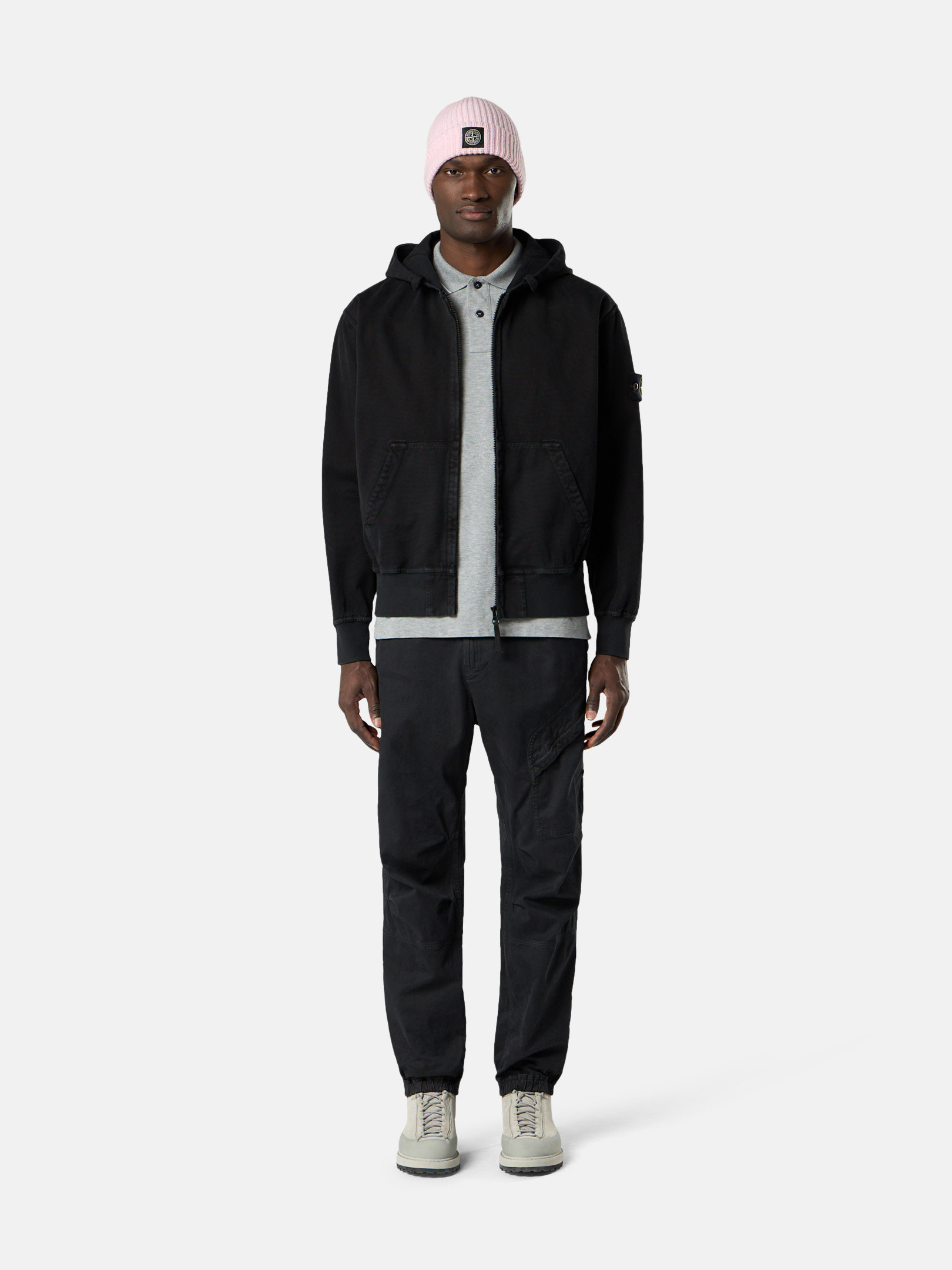 Dust Grey Melange Slim-fit short-sleeve polo shirt with Dust Grey Melange Slim-fit short-sleeve polo shirt with