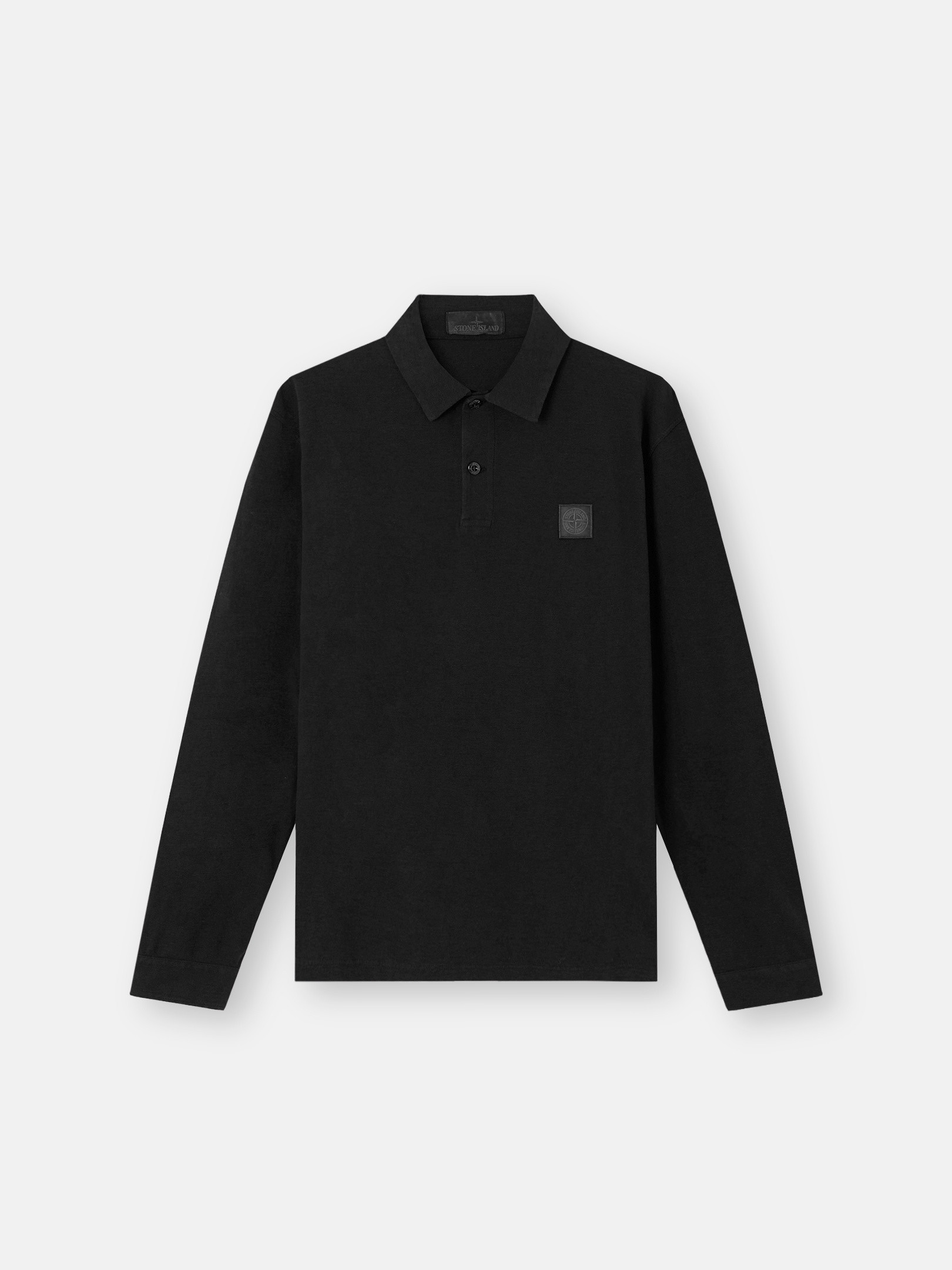 Stone Island Long-sleeve Polo Shirt In Black
