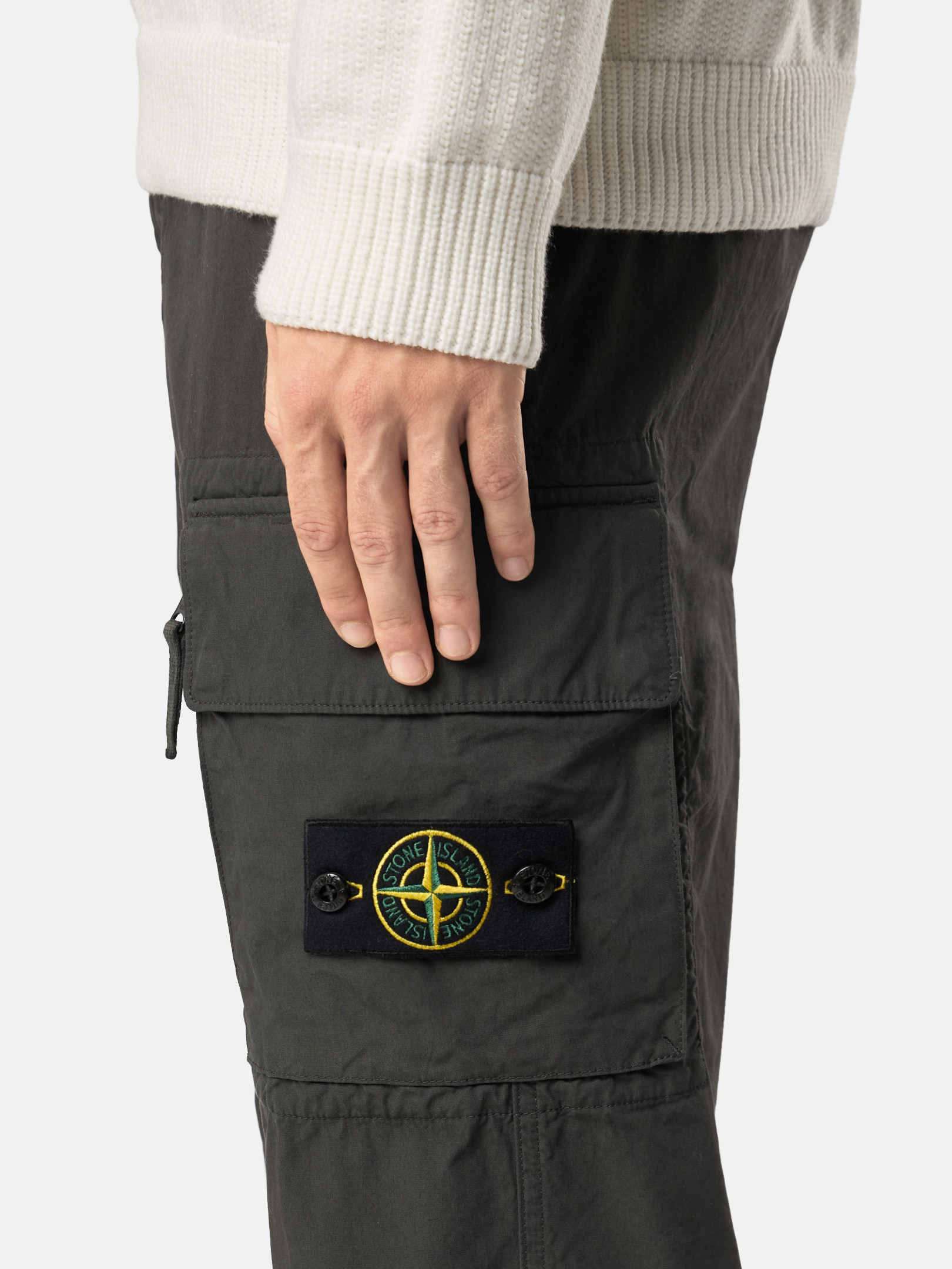 Lead Grey Regular-fit cargo pants with snap and zipper pockets