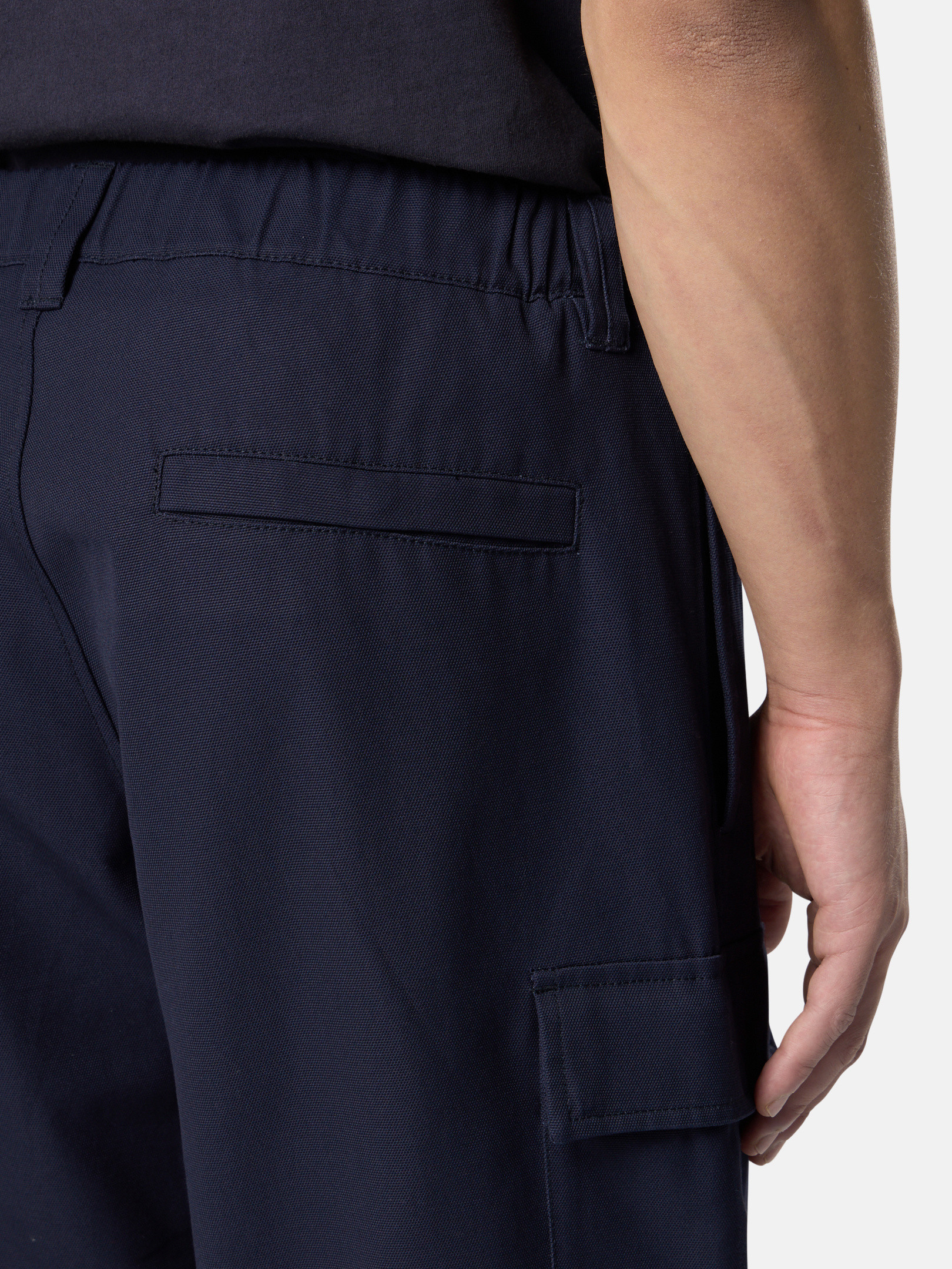 Ink Blue Loose-fit cargo pants with pockets and drawstring
