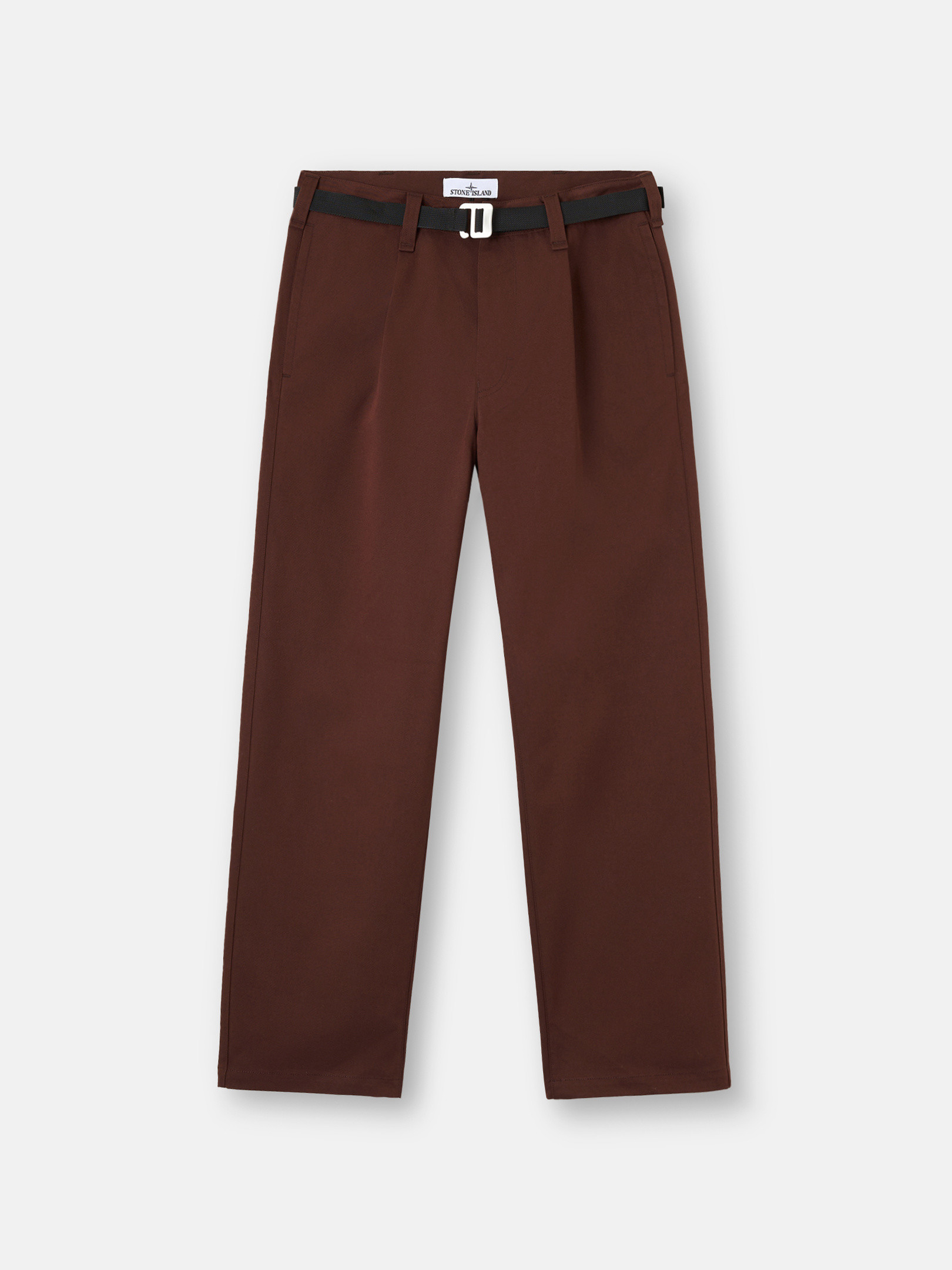 Stone Island Pleated-front Belted Trousers In Brown