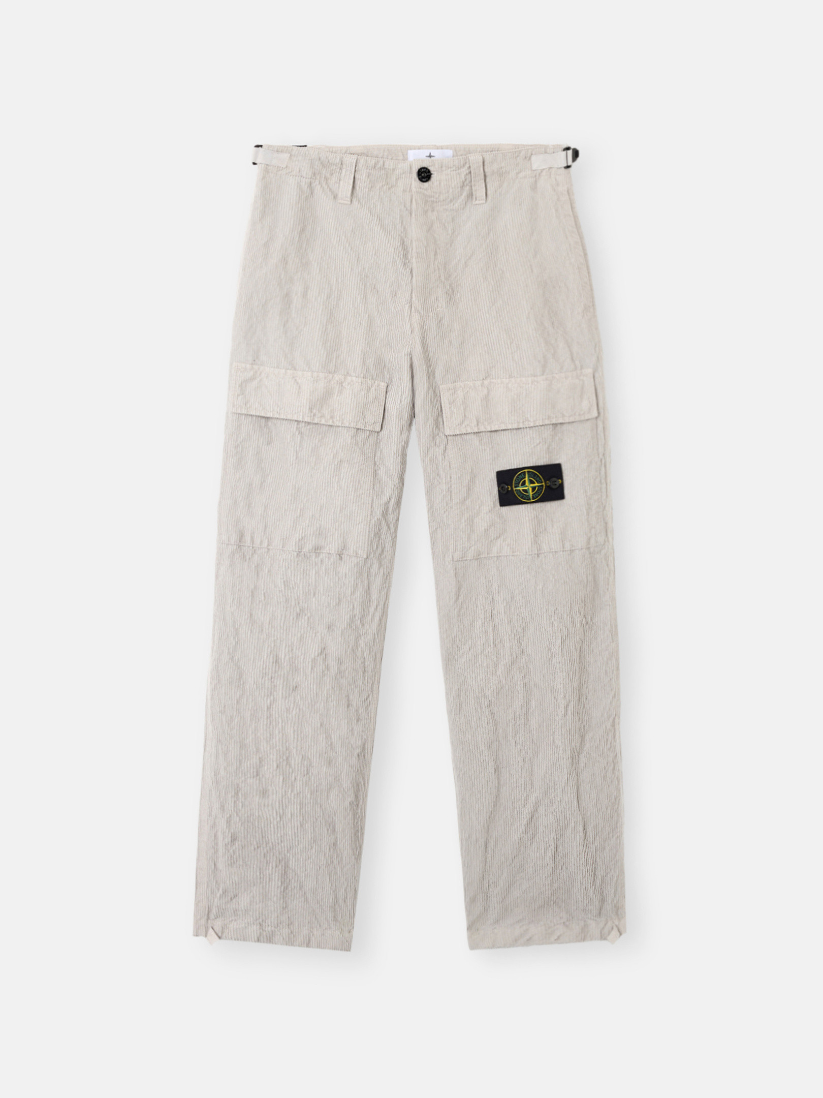Stone Island Loose-fit Cargo Trousers With Adjustable Waist Straps In Neutral