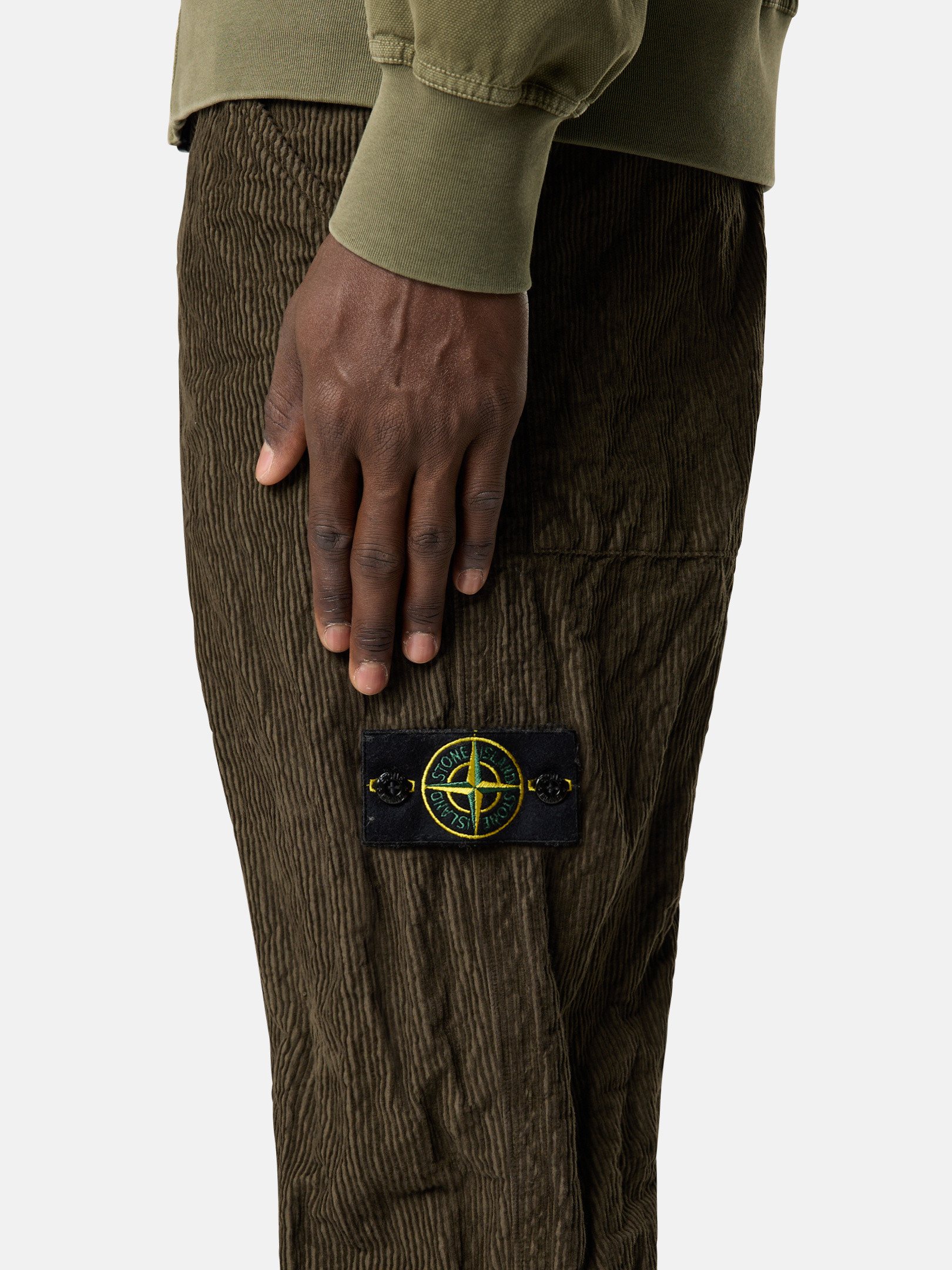Military Green Relaxed-fit pants with multiple pockets