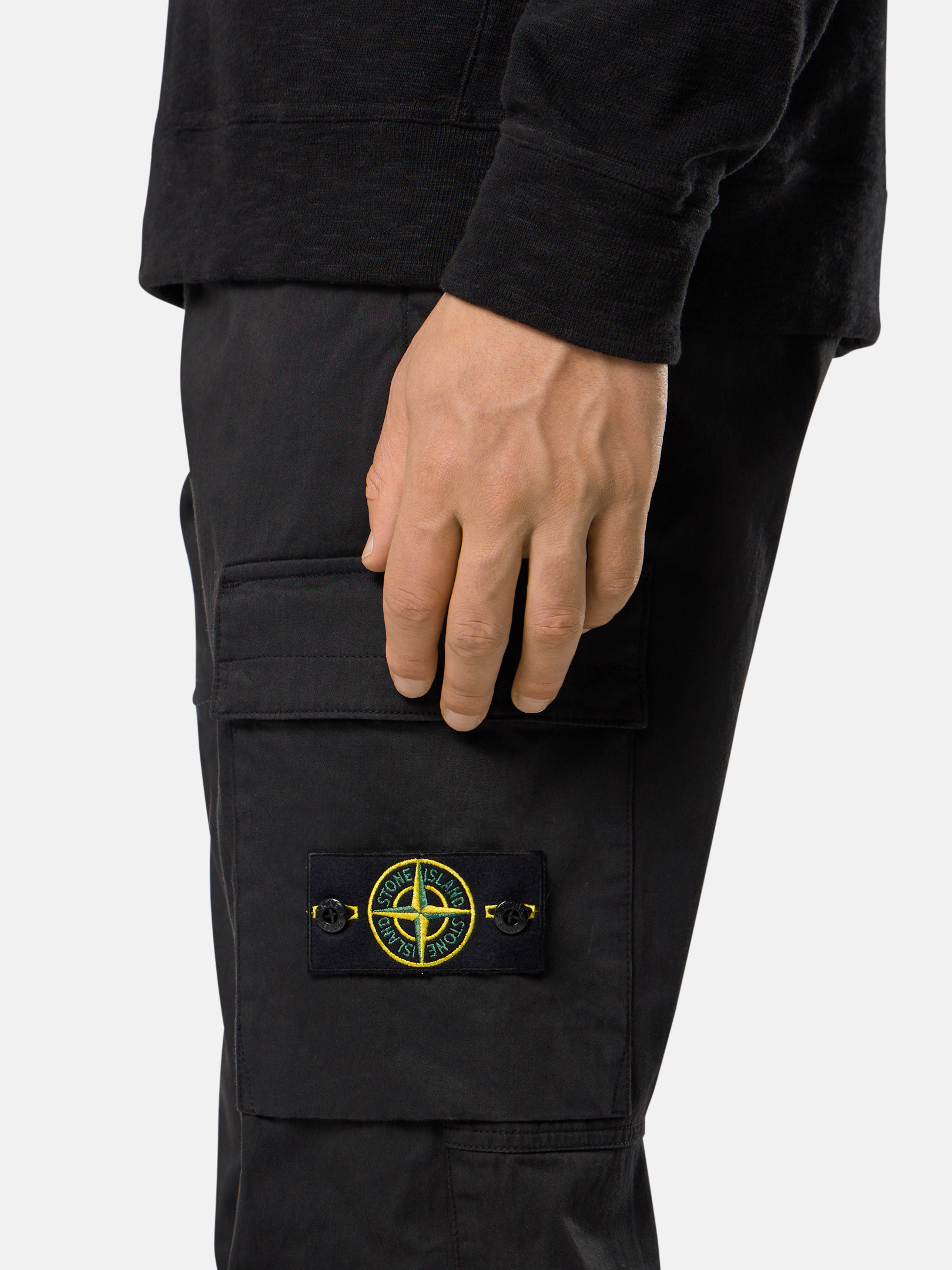 Black Regular-tapered-fit cargo pants with elasticated waistband
