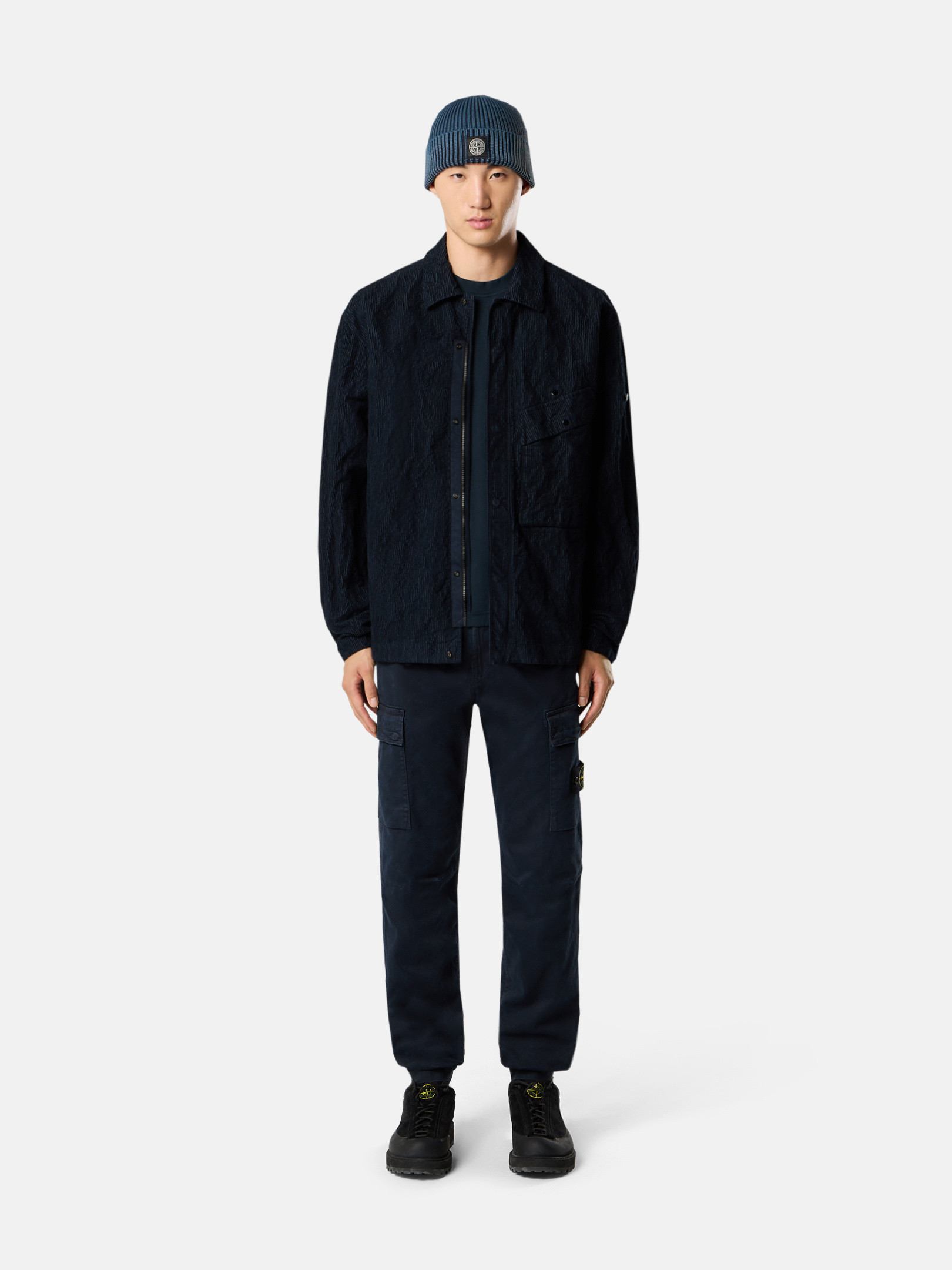 Blue Regular-tapered-fit cargo pants with elasticated waistband