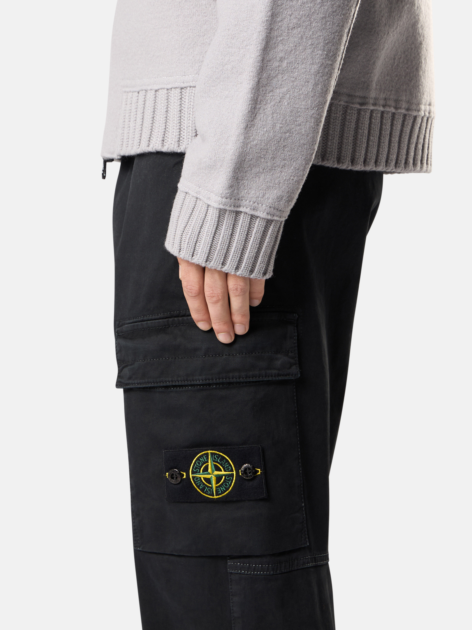 Black Regular-tapered-fit cargo pants with elasticated waistband