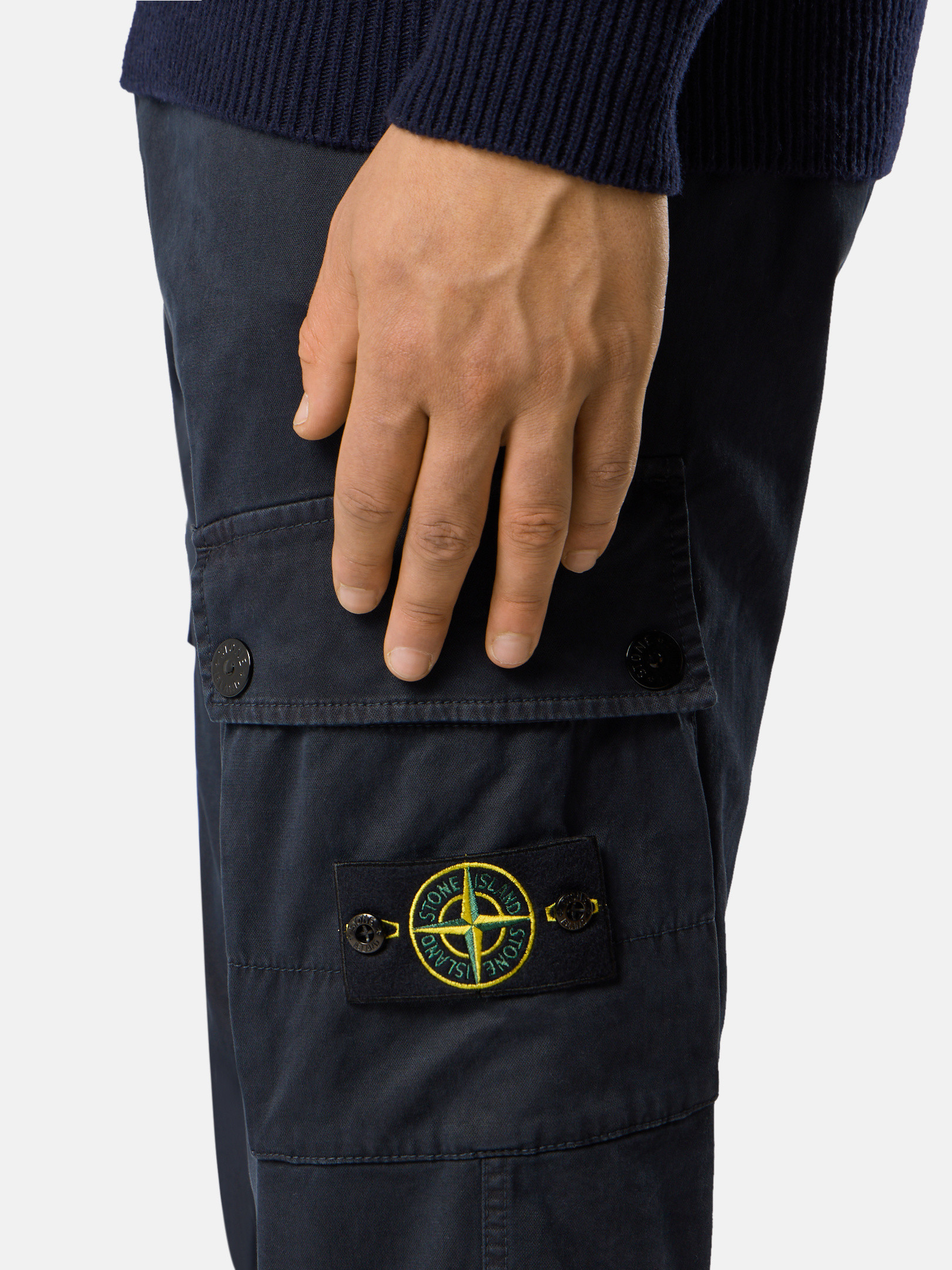 Blue Slim-fit cargo pants with zipper pockets 3100034 STRETCH 