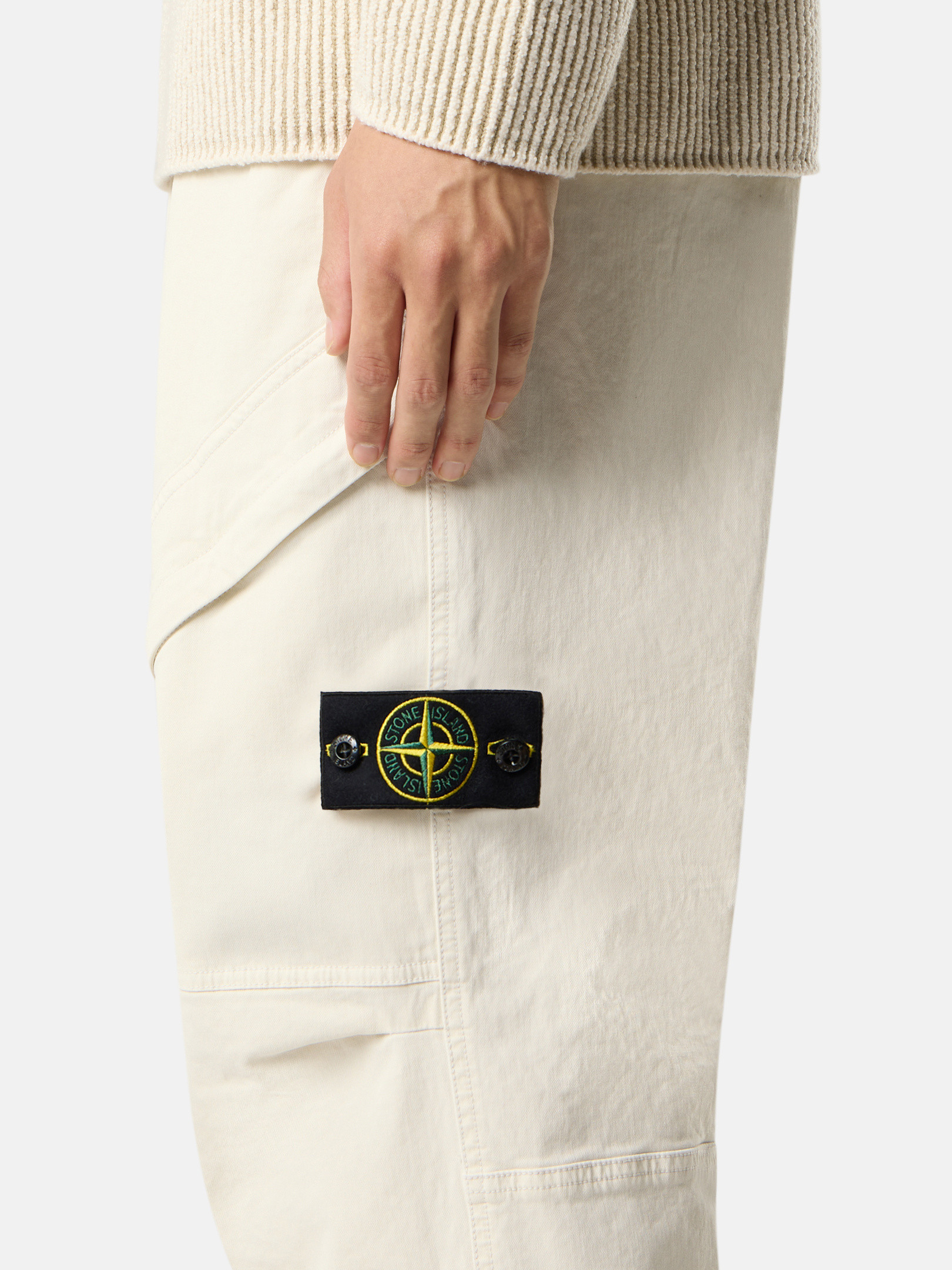 Ivory Loose-fit sweatpants with snap and zipper pockets