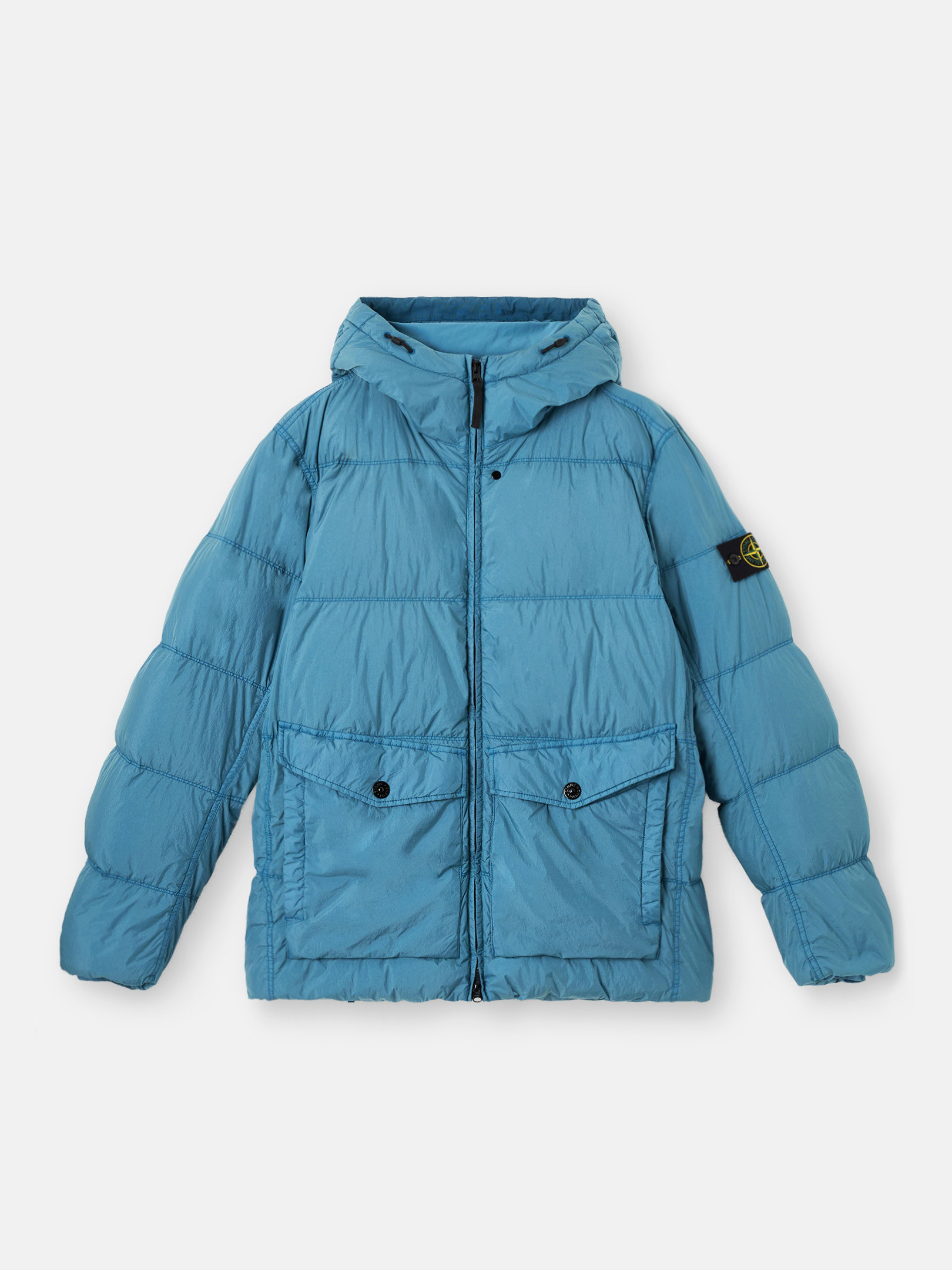Stone Island Garment Dyed Crinkle Reps Ny Recycled Nylon Short Parka In Blue