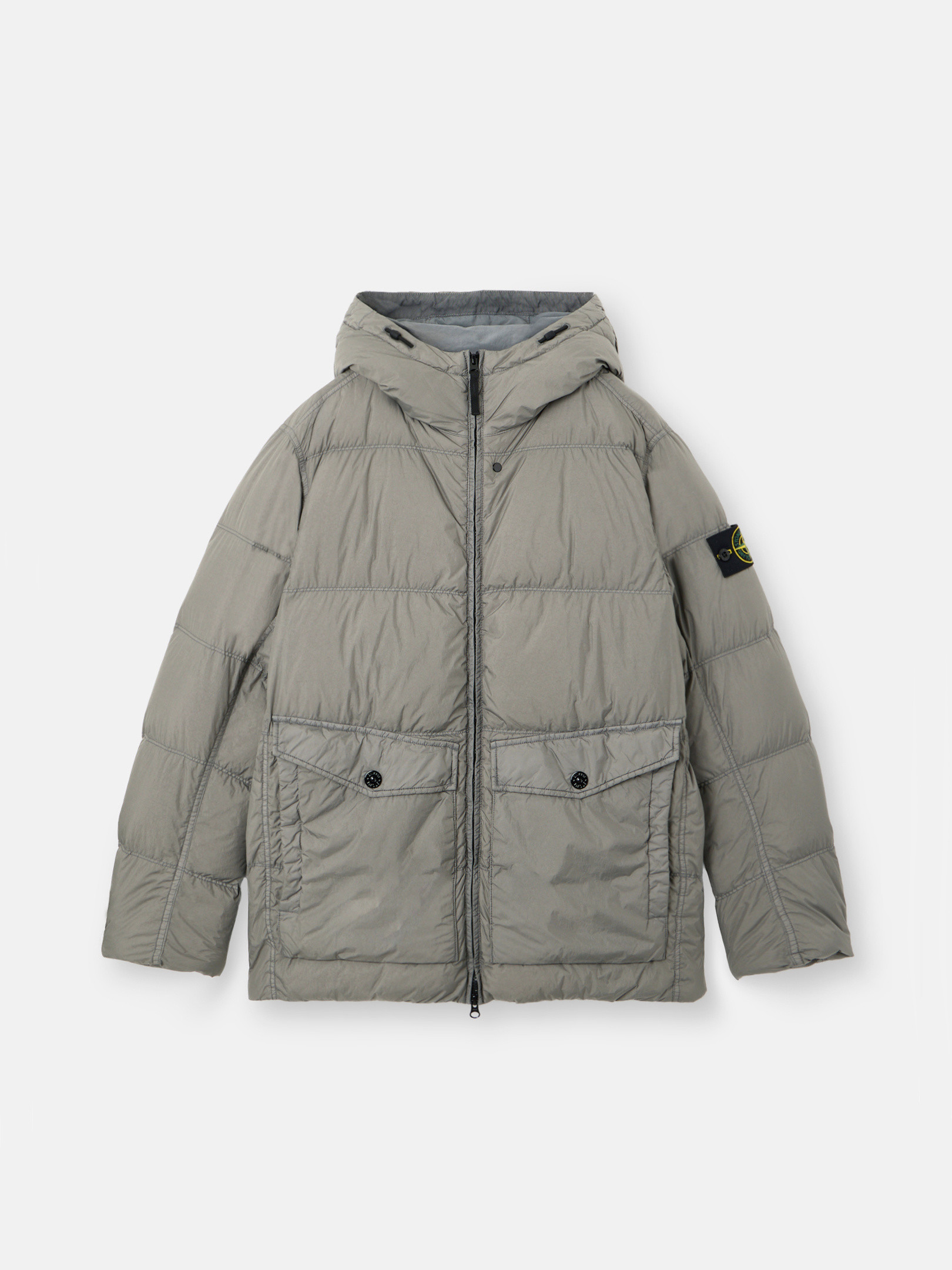 Ripstop Nylon Stone Island Lightweight Puffer Jacket Cement Hooded