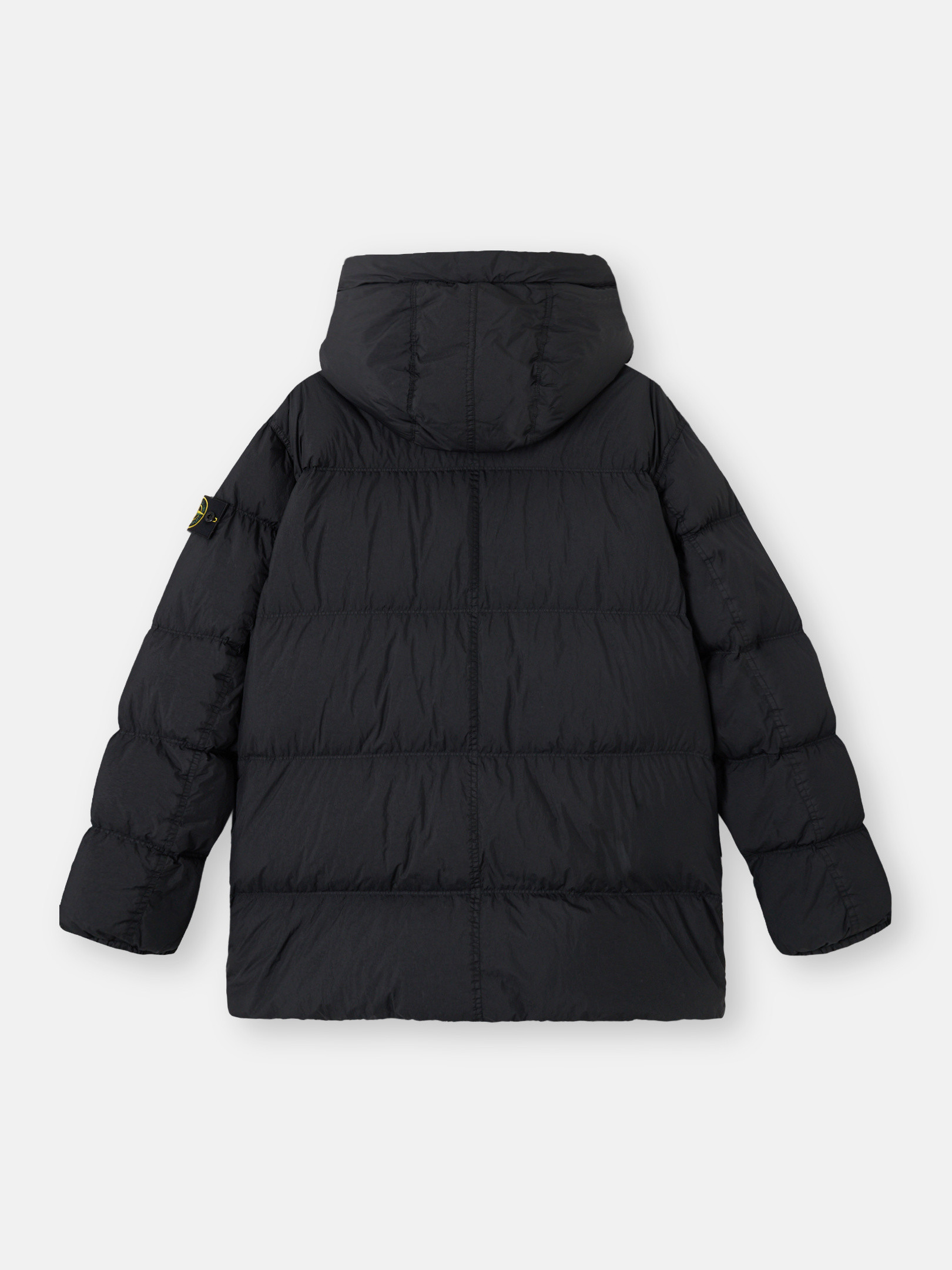 Black Hooded down parka with wind resistance 4100012 CRINKLE