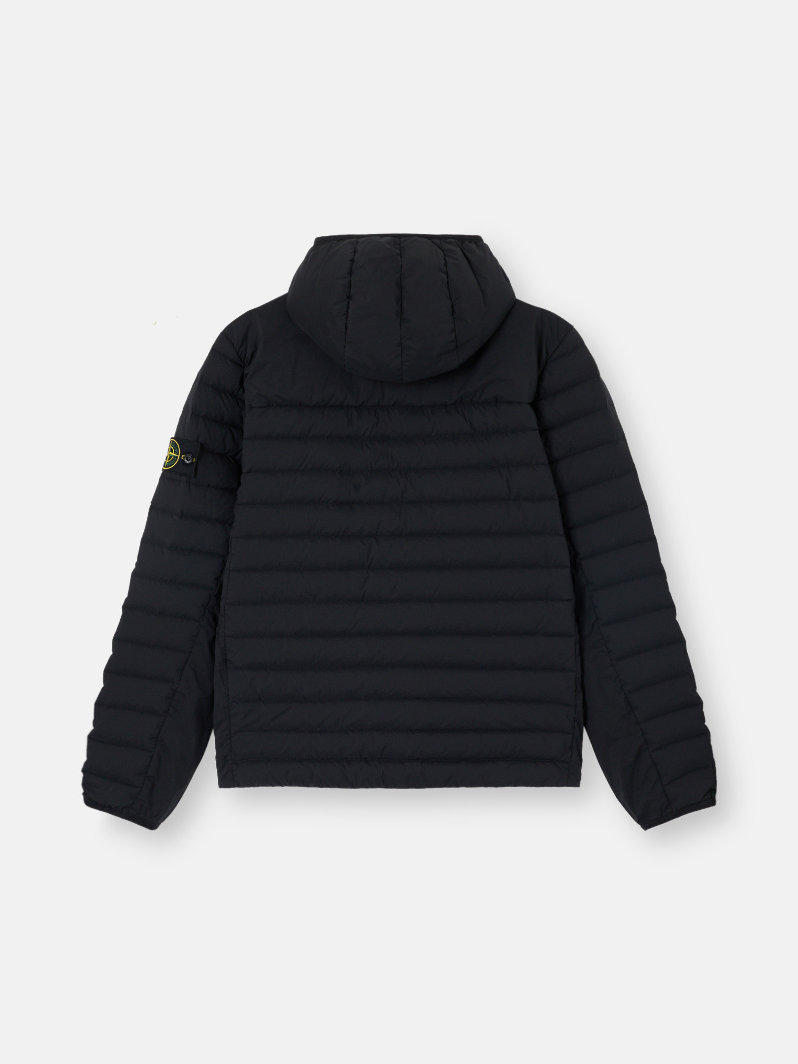 Black Hooded jacket with seamless feather tunnels and anti