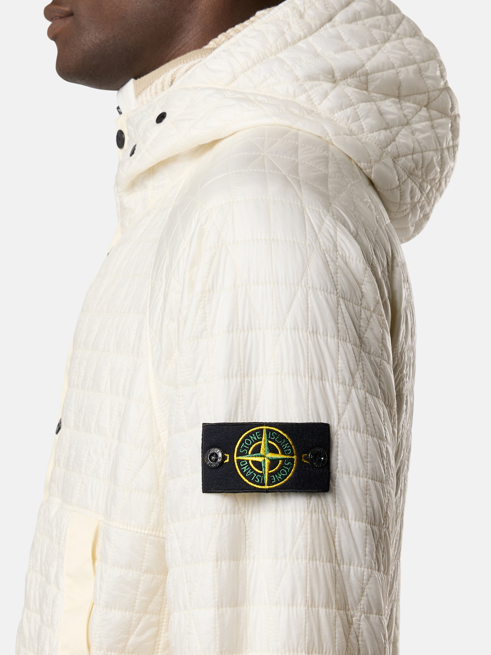 Ivory Padded hooded jacket with anti-drop and wind