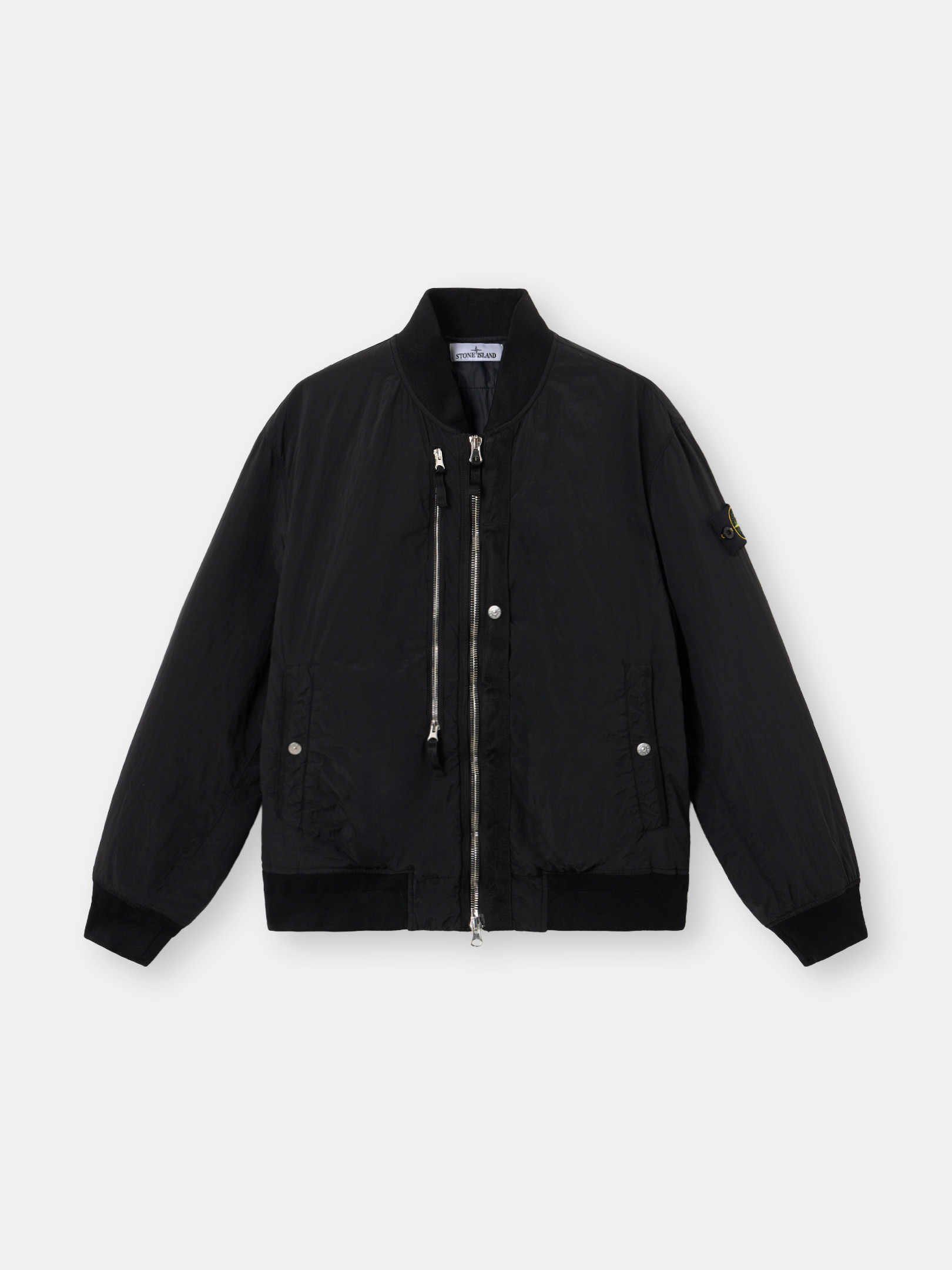 Black Bomber jacket with anti-drop and zip pockets 4100038 NYLON