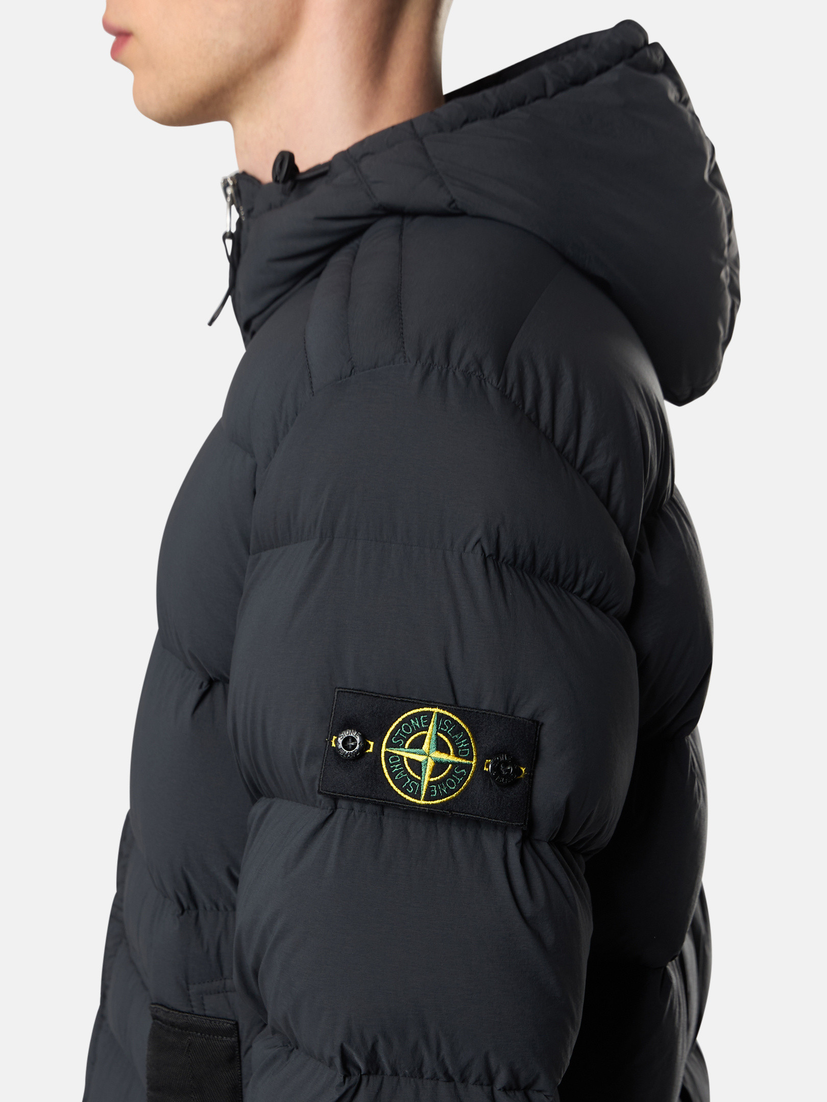 Stone  ブラックジャケット フード付き STONE ISLAND - 【残りわずか】CUPRO NYLON-TC_ GARMENT DYED