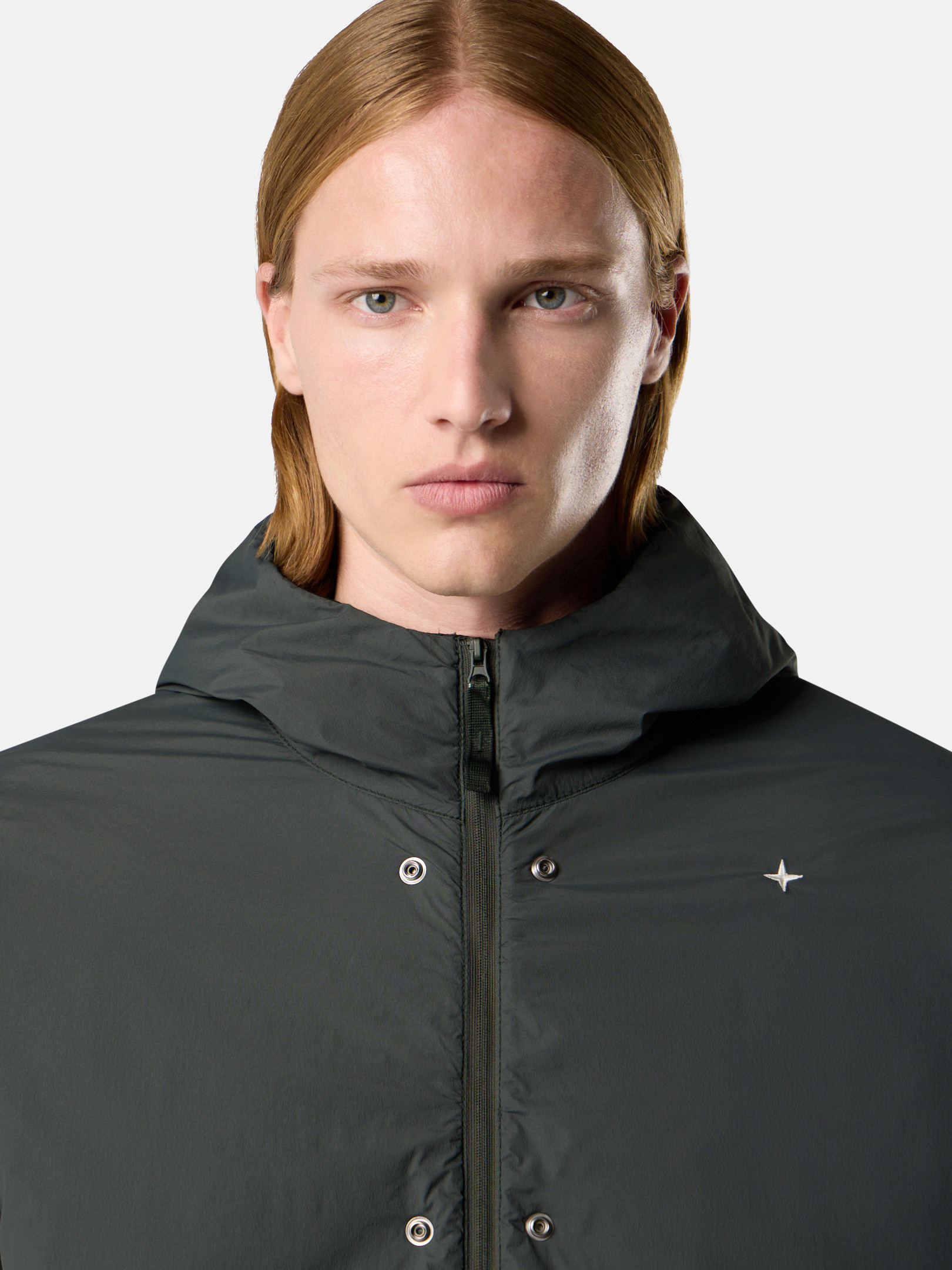 Musk Green Hooded jacket with wind- and water-resistant coating