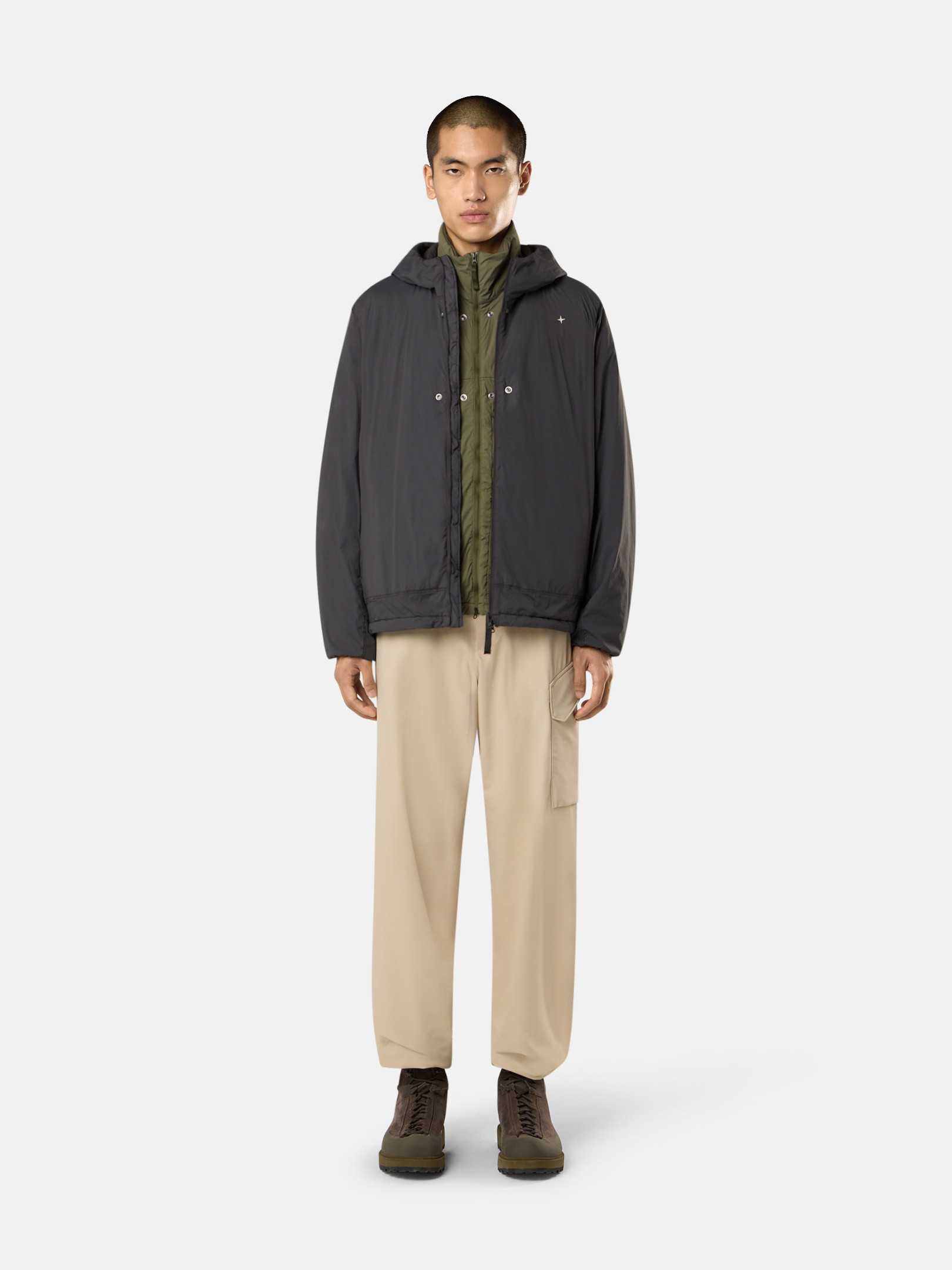 Lead Grey Hooded jacket with wind- and water-resistant