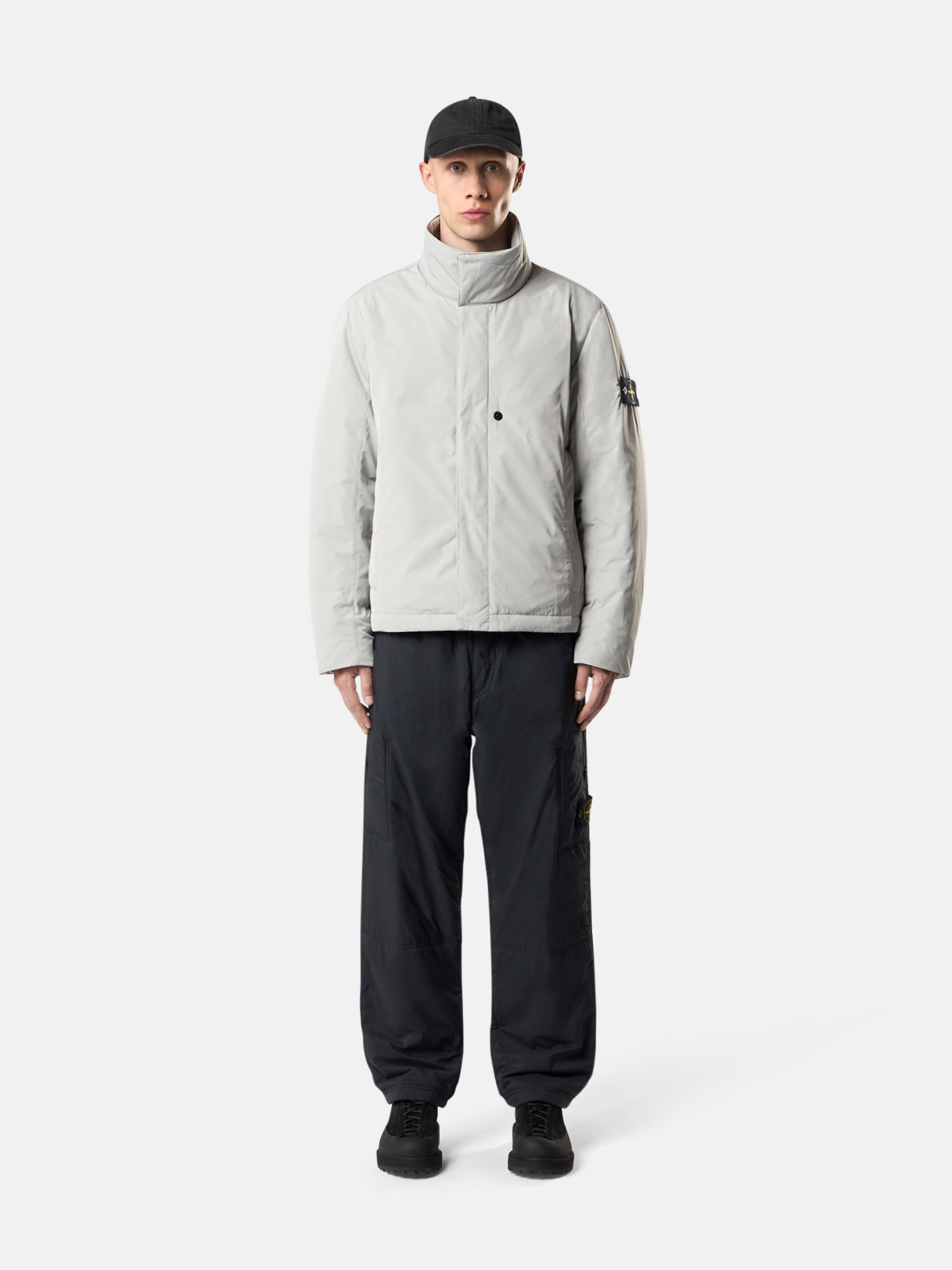 Pearl Grey Padded jacket with anti-drop and zip pockets