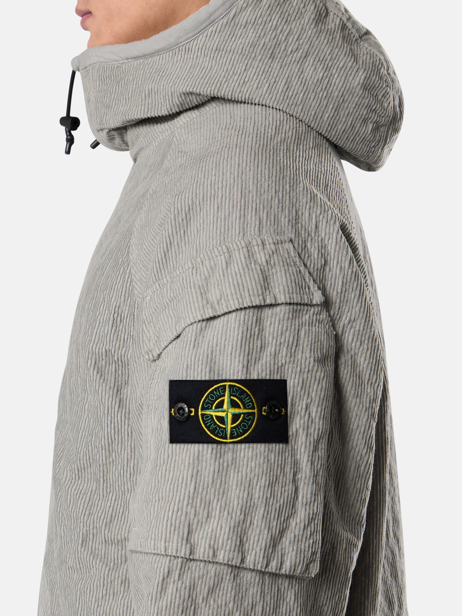 Pearl Grey Hooded jacket with anti-drop and internal padding