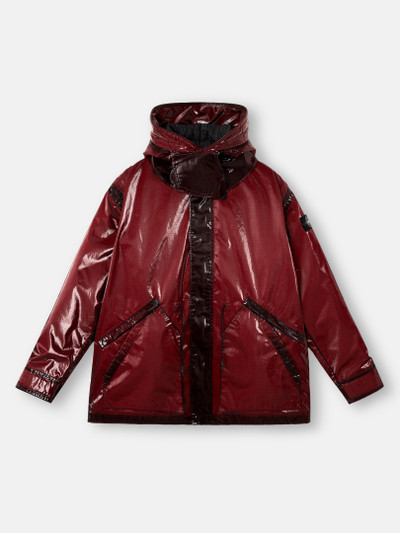 Dark Burgundy Hooded parka with prismatic effect and padded lining