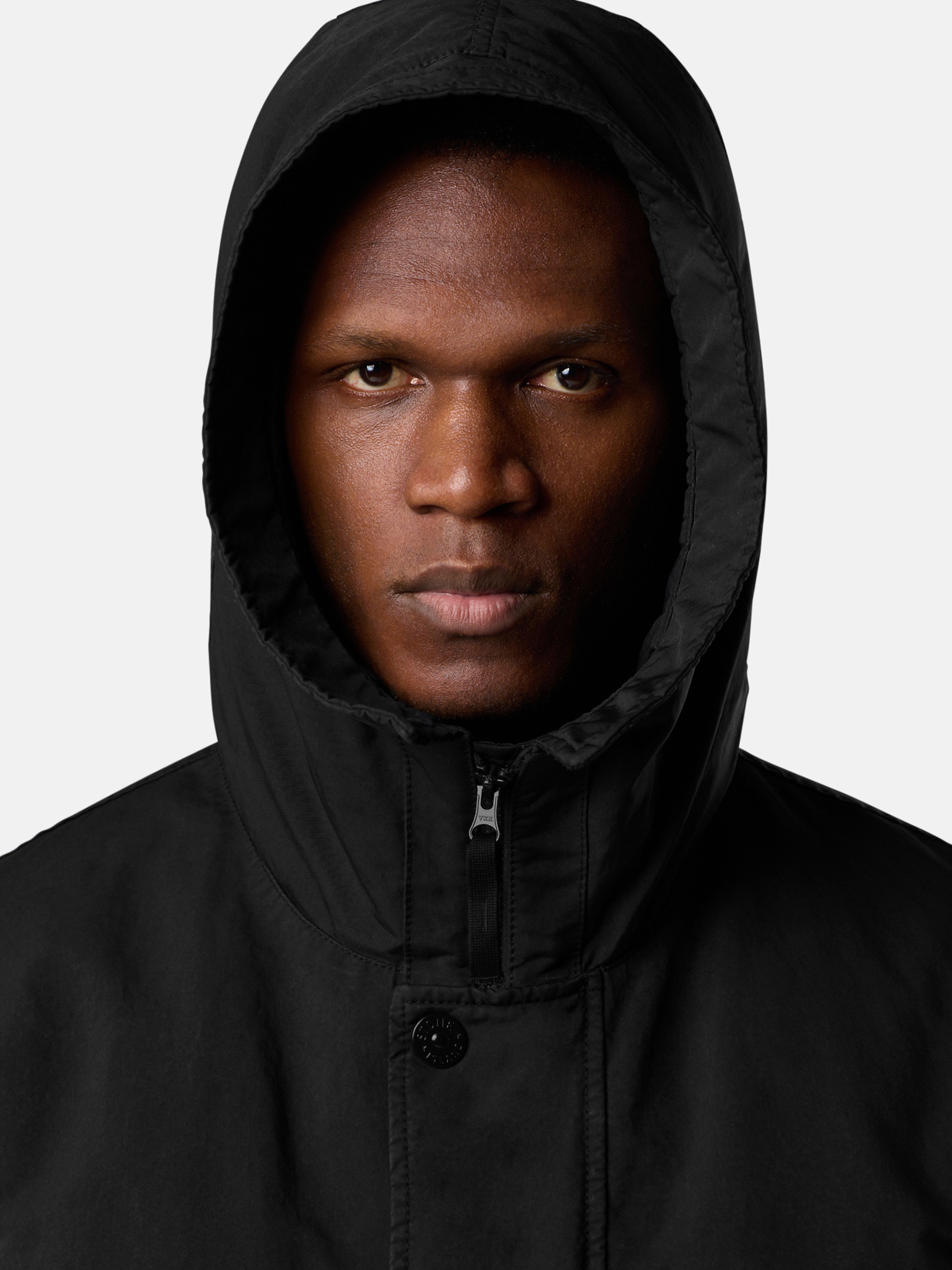 Black Down short parka with hood and anti-drop 4100108 DAVID