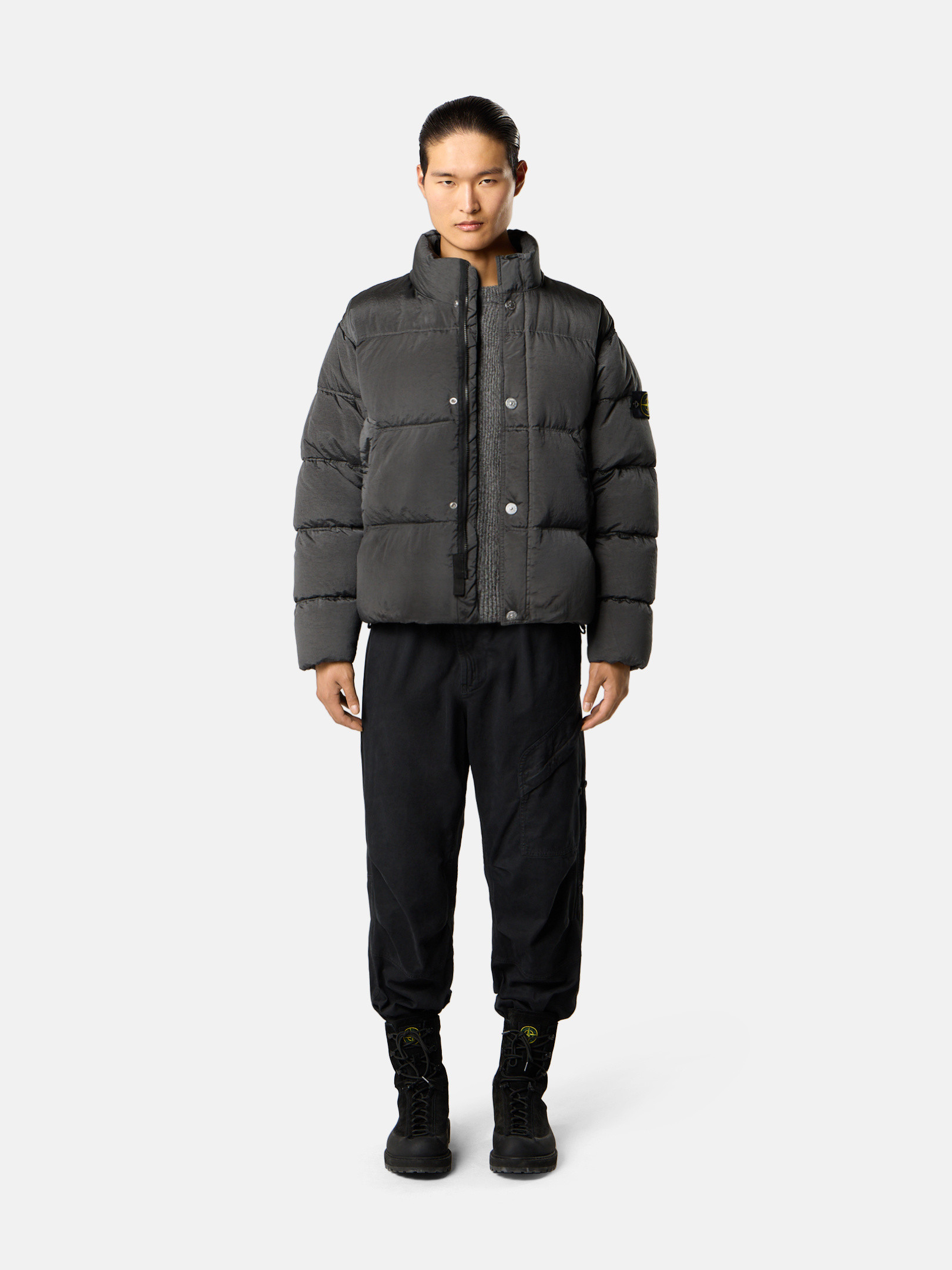 Lead Grey Down jacket with anti-drop and snap pockets 4100124