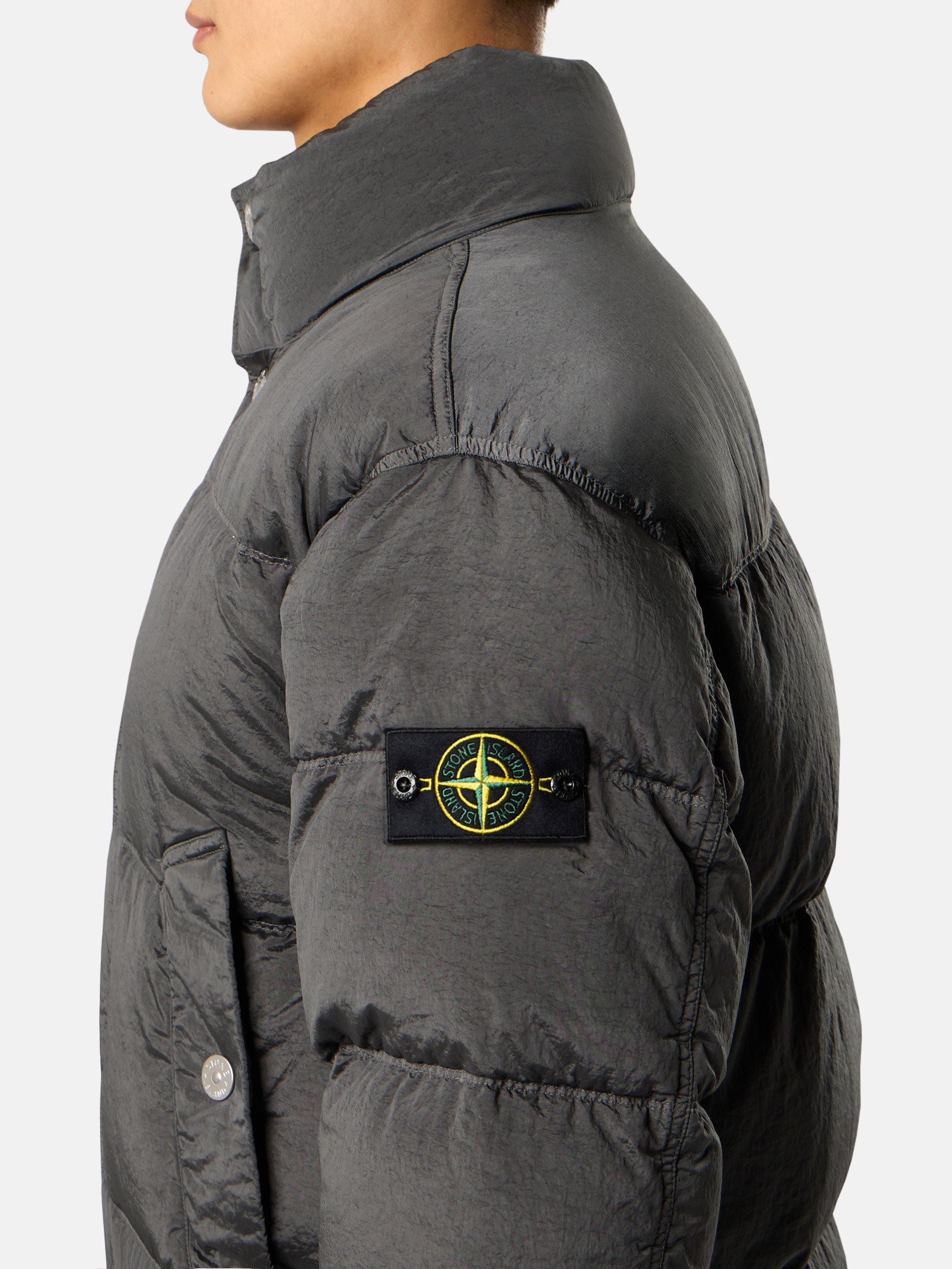 Lead Grey Down jacket with anti-drop and snap pockets 4100124
