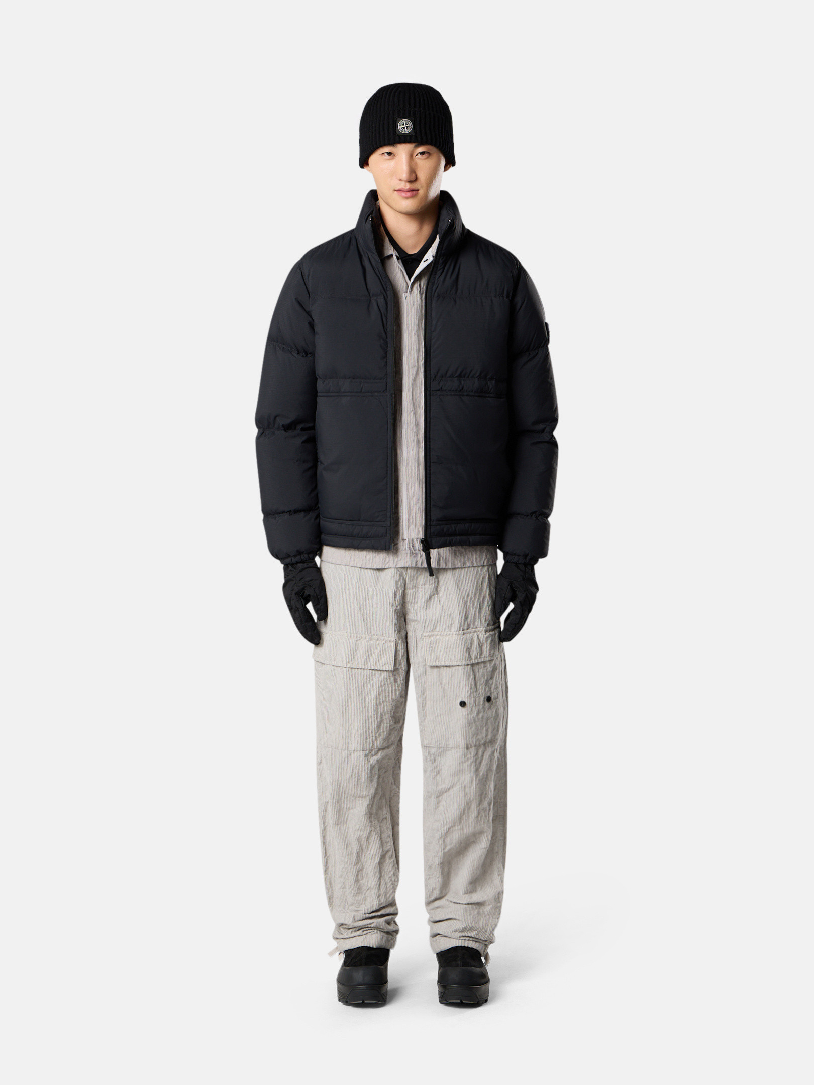 Black Down jacket with water-repellent finish 4100125 MATT RIPSTOP