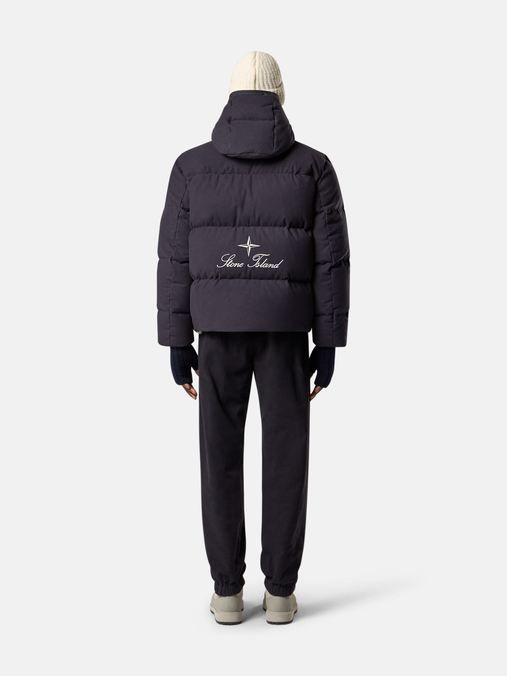 Ink Blue Hooded down jacket with anti-drop 4100128 COTTON MOLESKIN