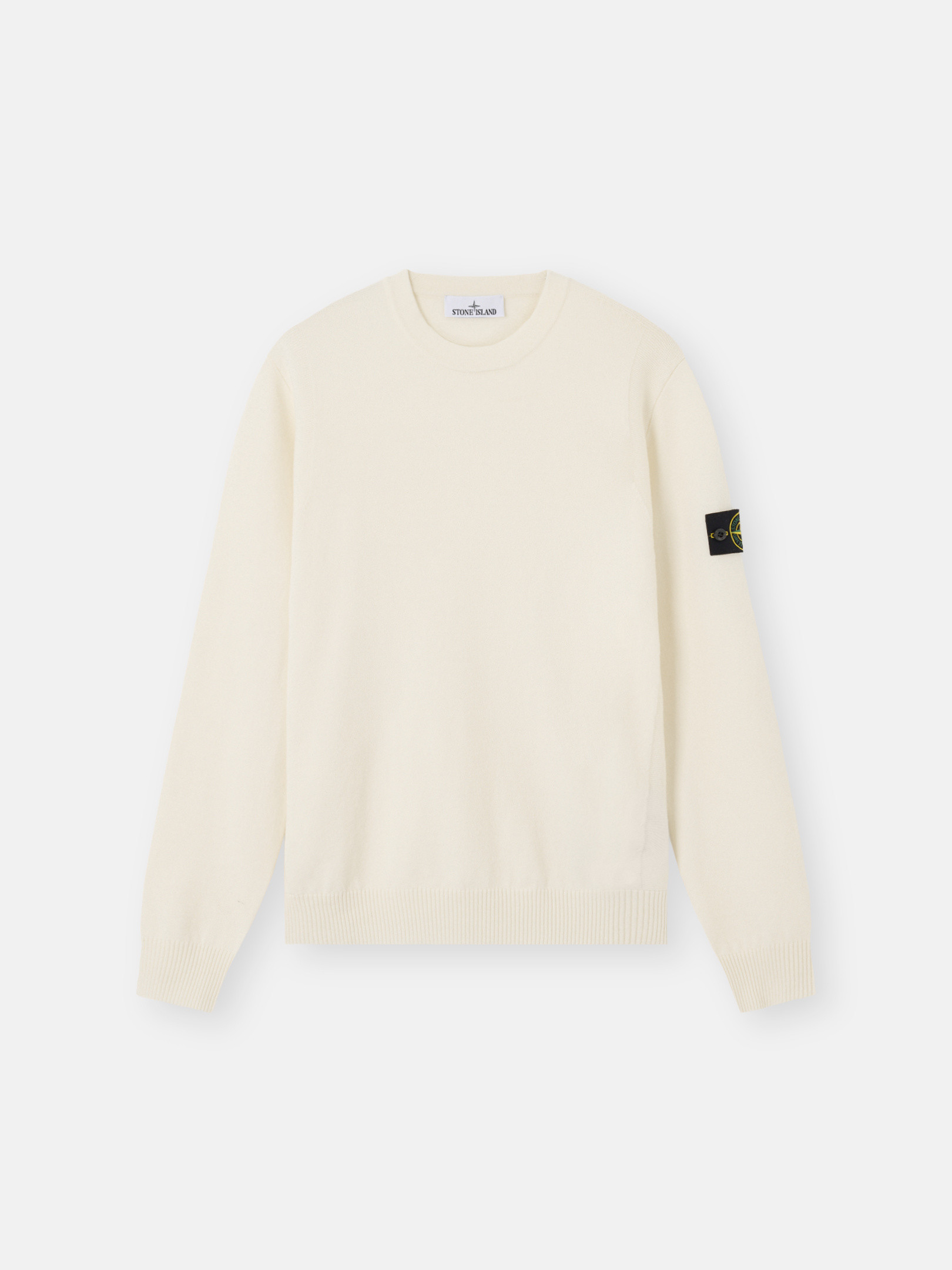 Ivory Crewneck sweater with reverse stitch details 5100001 STRETCH