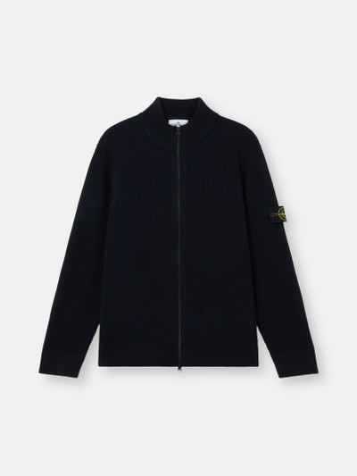 Maglione con zip e bordi a coste sottili Blu 5100006 FULL RIB RWS WOOL | Stone Island IT