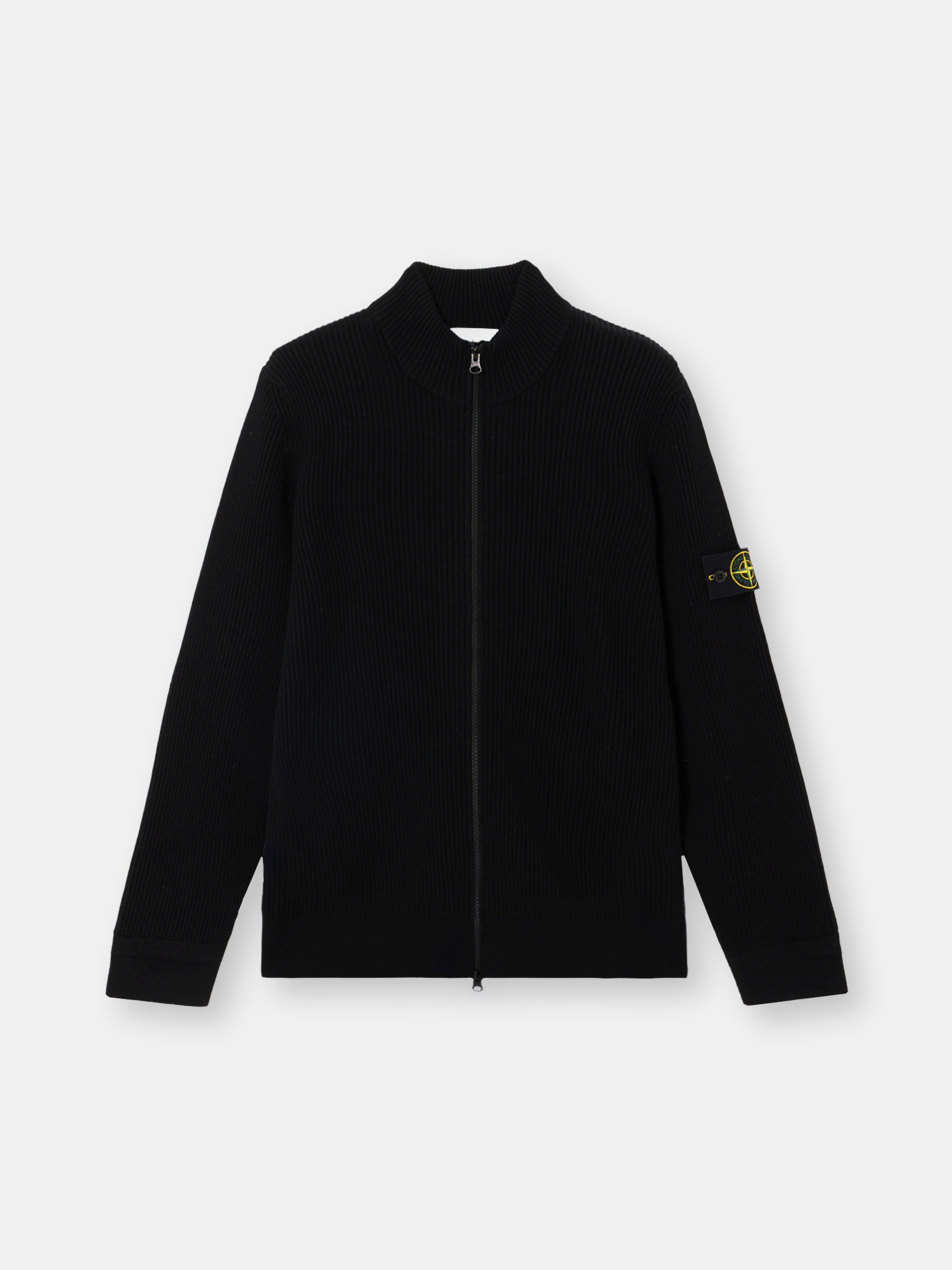 Black Zip-up jumper with finely ribbed trims 5100006 FULL RIB RWS