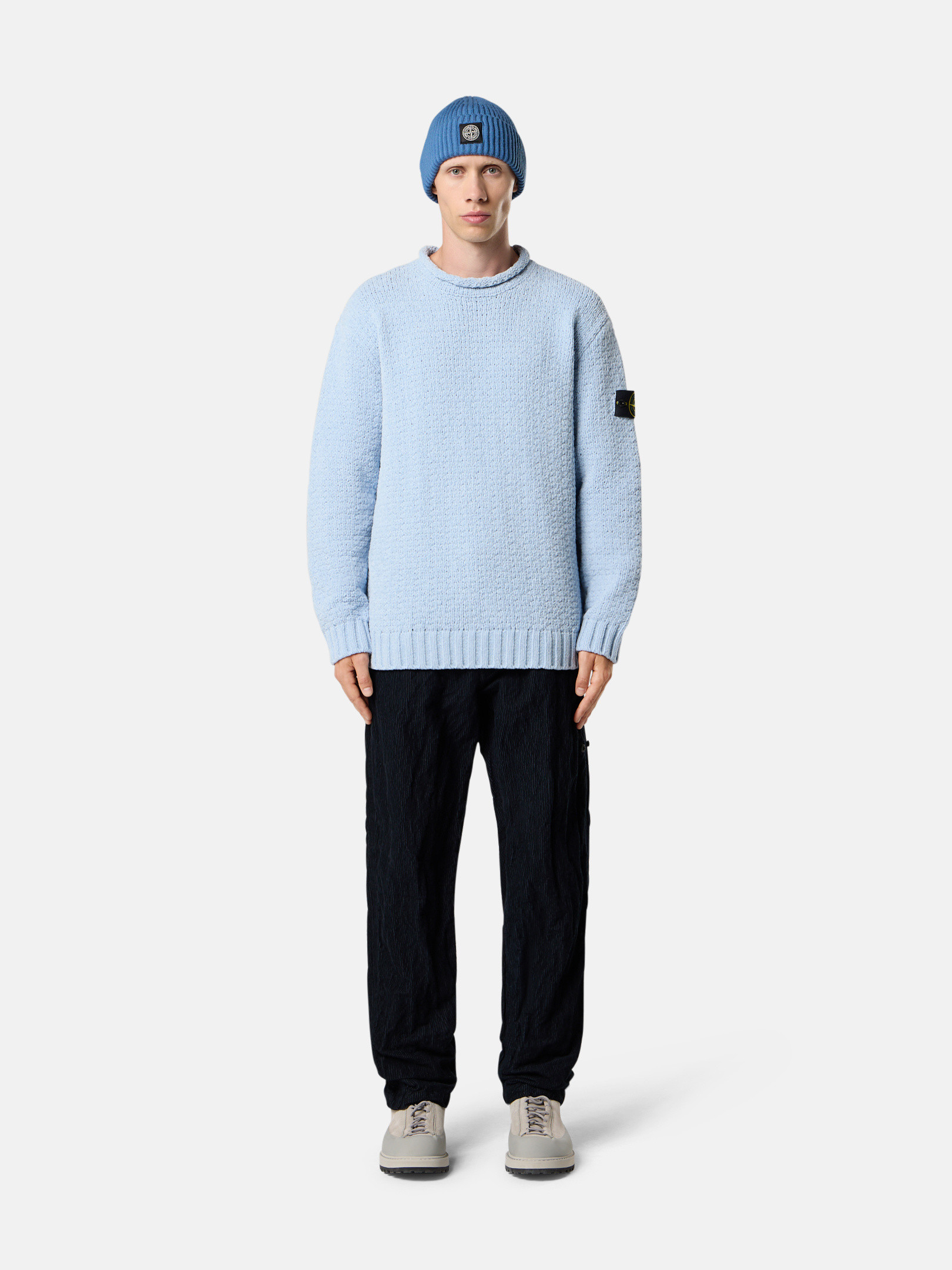 【関税&送料込】Stone  Sweaters Blue Bright Blue 6100044 ORGANIC COTTON FLEECE Crewneck