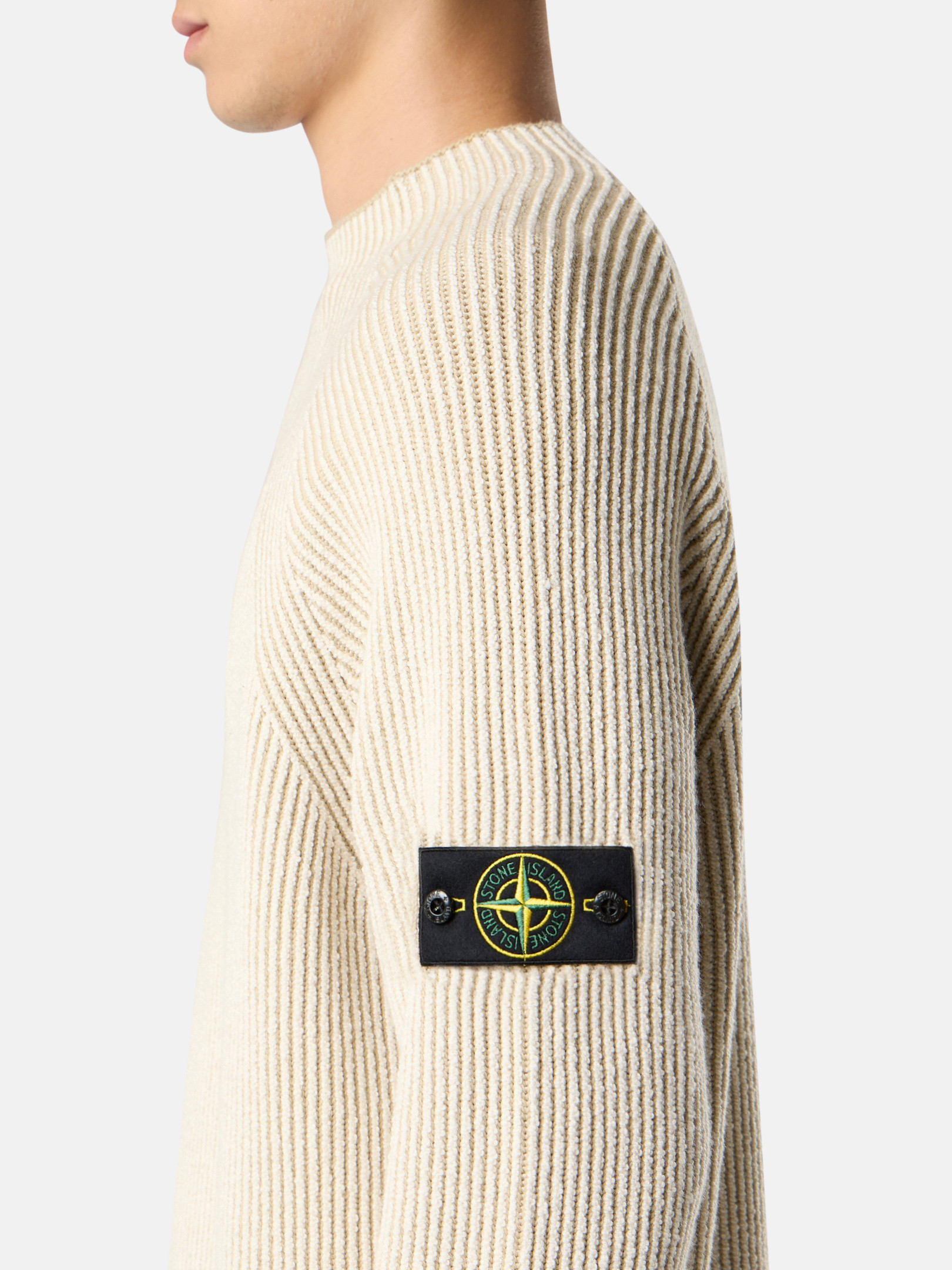 Ivory Mock neck sweater with vanisé rib texture 5100023 VANISÉ