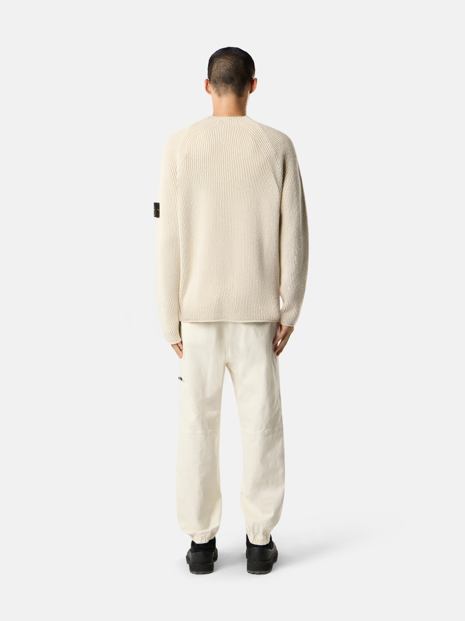 Ivory Mock neck sweater with vanisé rib texture 5100023 VANISÉ