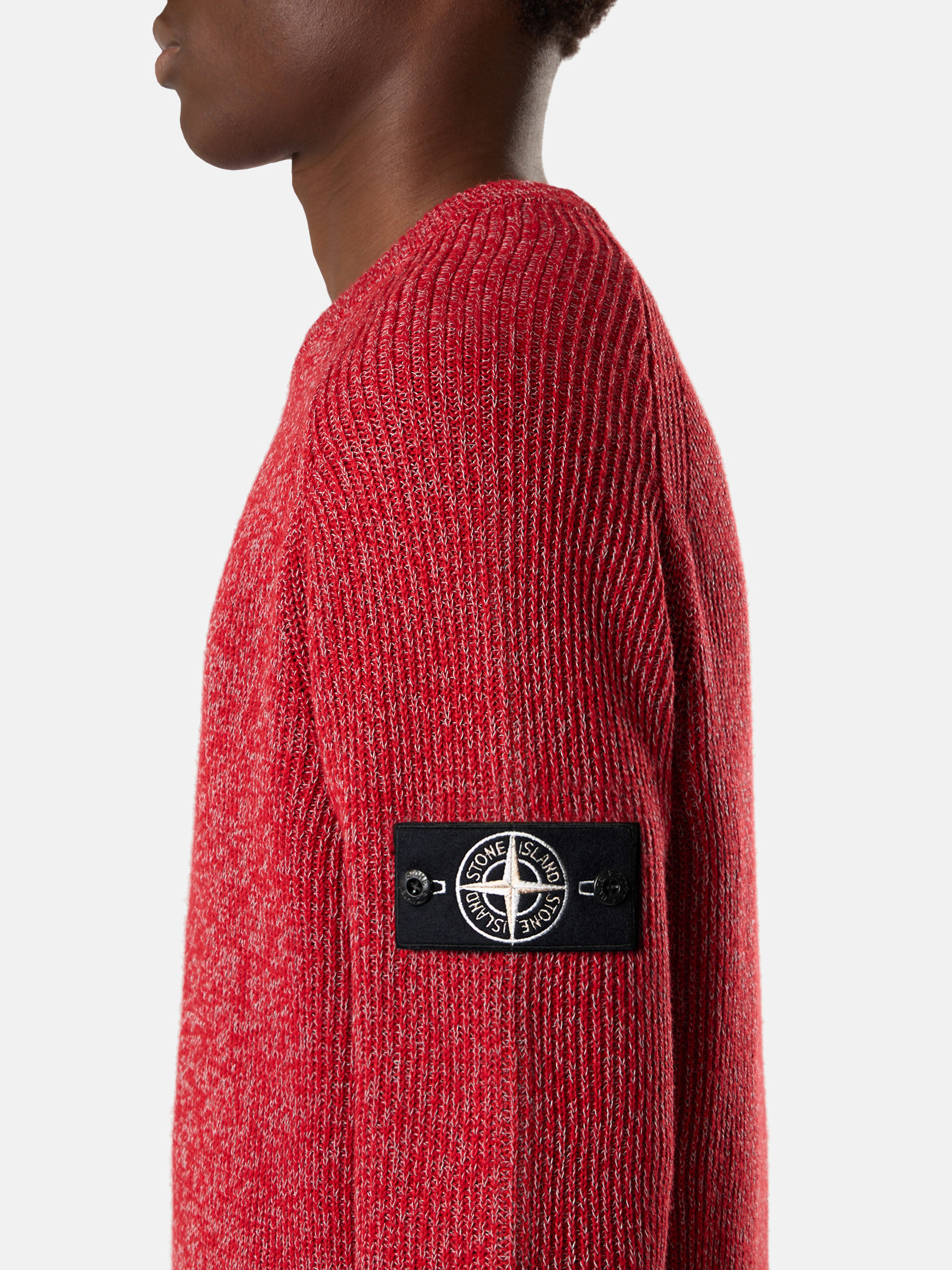 STONE ISLAND】5100026 KNIT REFLECTIVE Scarlet Melange Crewneck 