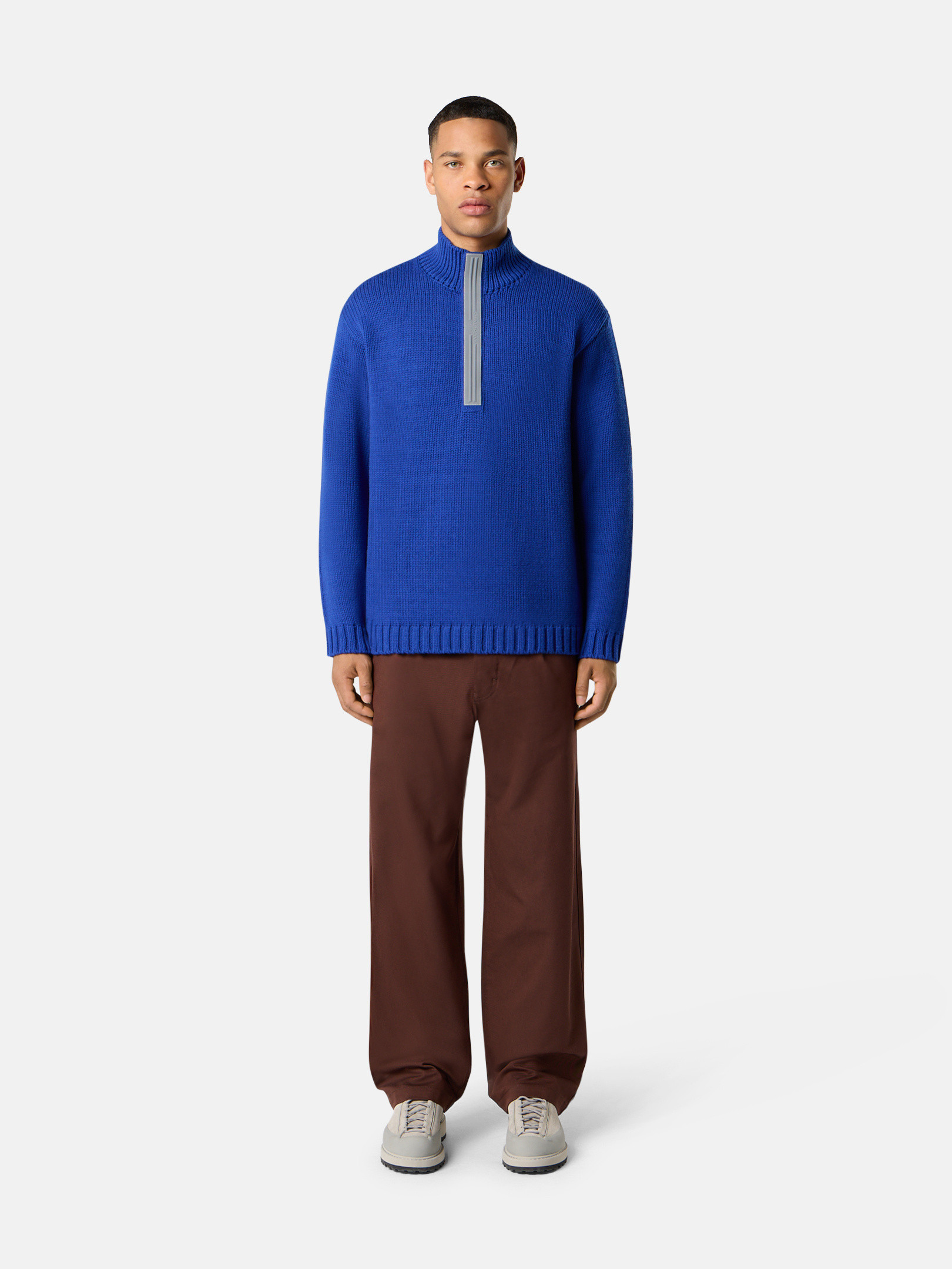 Bright Blue Half-zipper sweater with reflective details