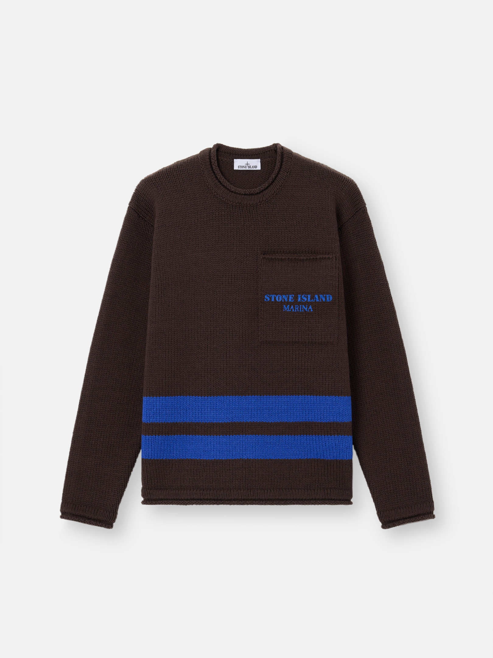 Mahogany Crewneck jumper with chest pocket and print 5100029 PURE