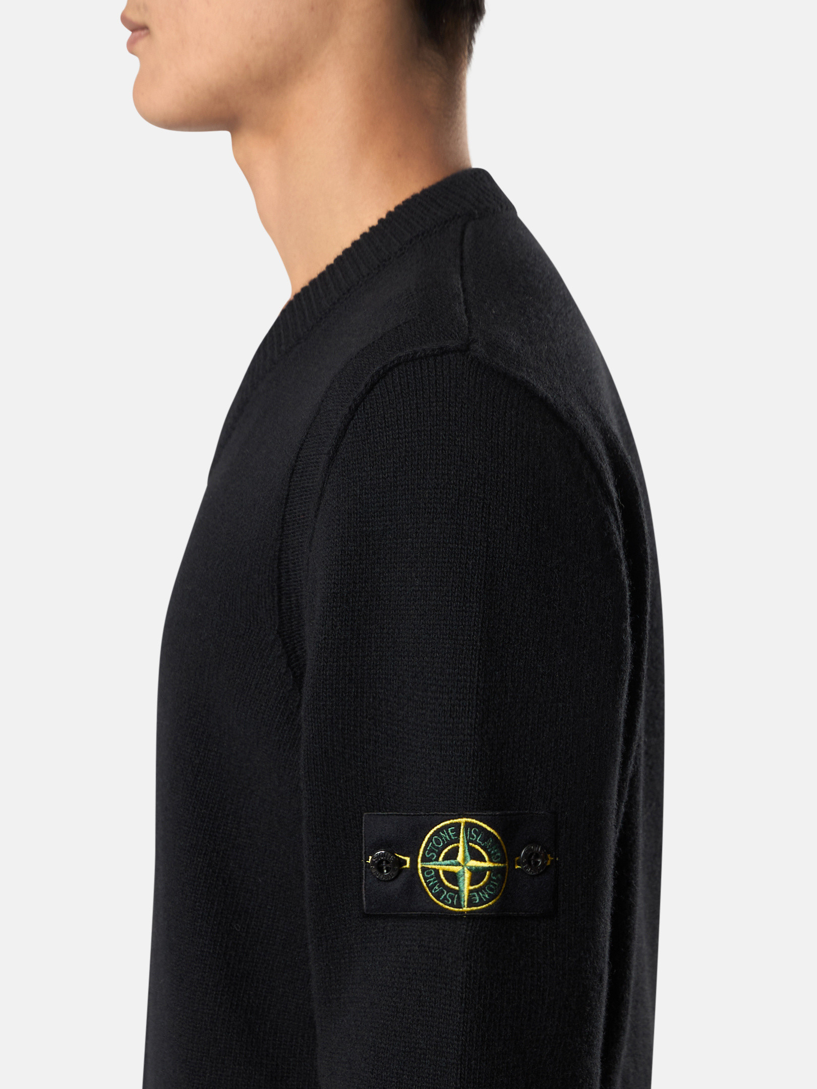 Black V-Neck Sweater with Stitch Details 5100033 LAMBSWOOL | Stone