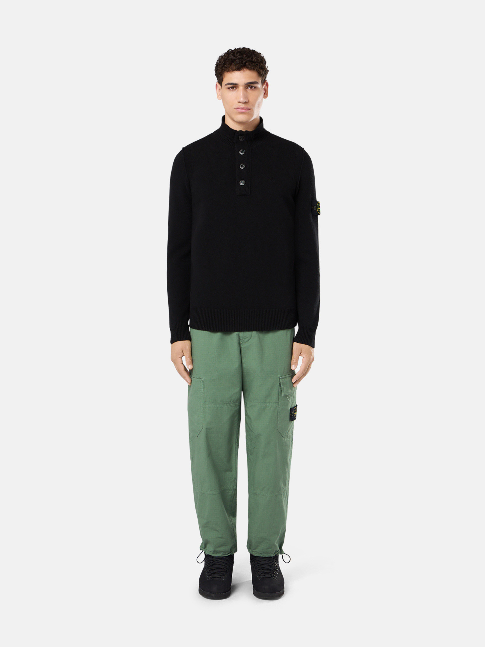 STONE ISLAND ハイネック ハーフジップスウェット XL コンパスロゴ Stone Island コンパスパッチ スウェットシャツ | ブラック