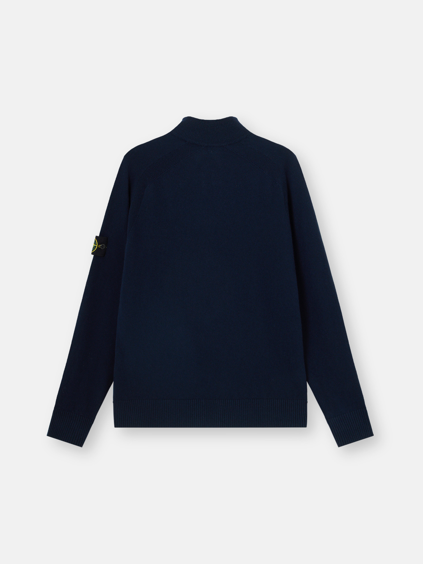 Navy Blue Zipper-up sweater with raglan sleeves and ribbed