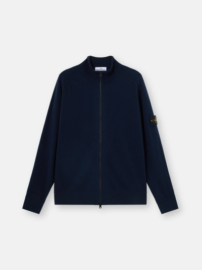 Navy Blue Zipper-up sweater with raglan sleeves and ribbed