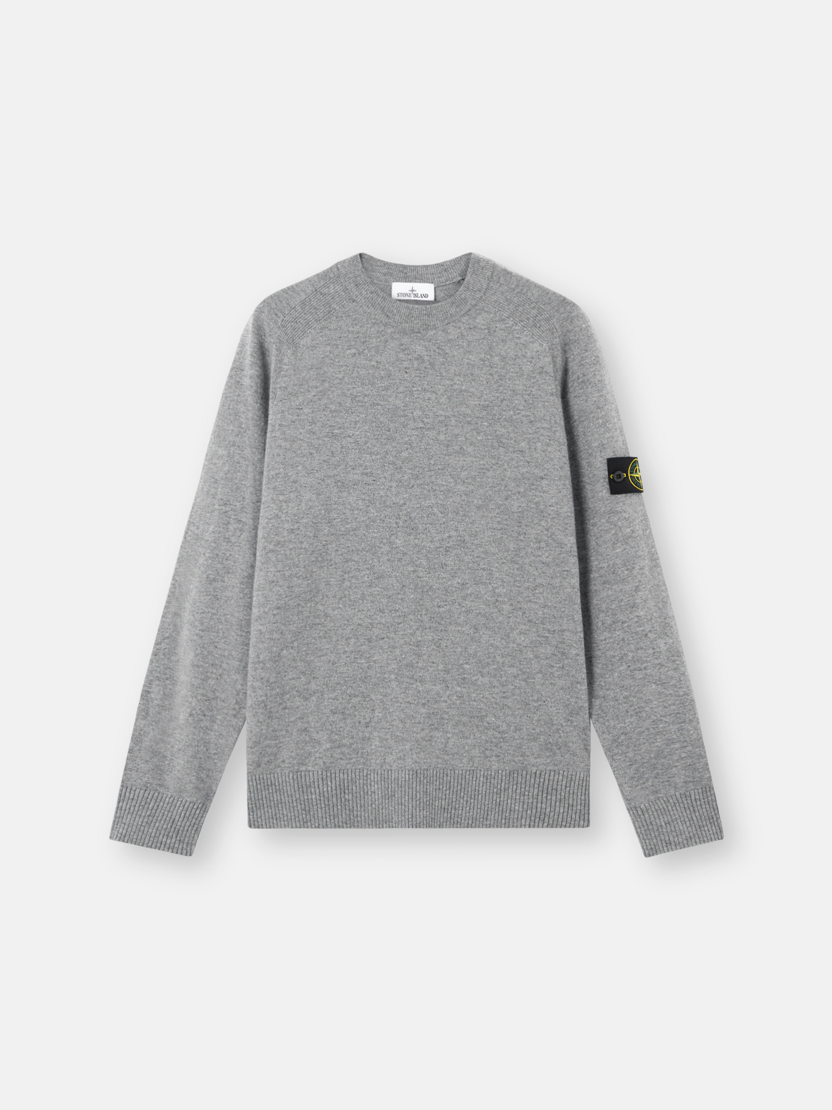 Cement Melange Crewneck sweater with raglan sleeves and ribbed