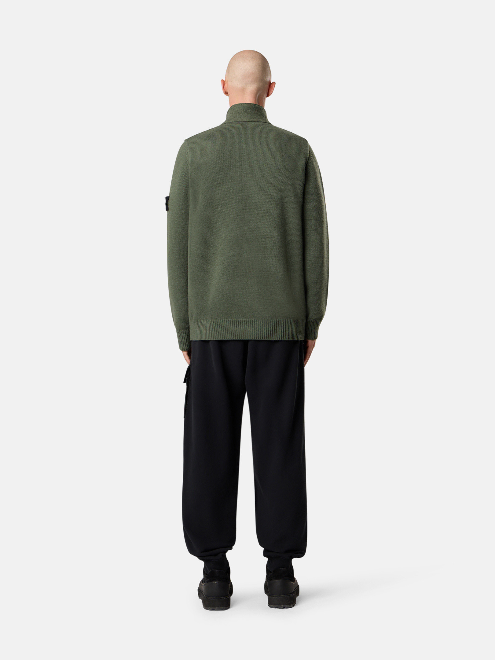 5100047 LAMBSWOOL ボタン付きジャンパー フェルトトリム ミリタリーグリーン ボタン付きジャンパー フェルトトリム