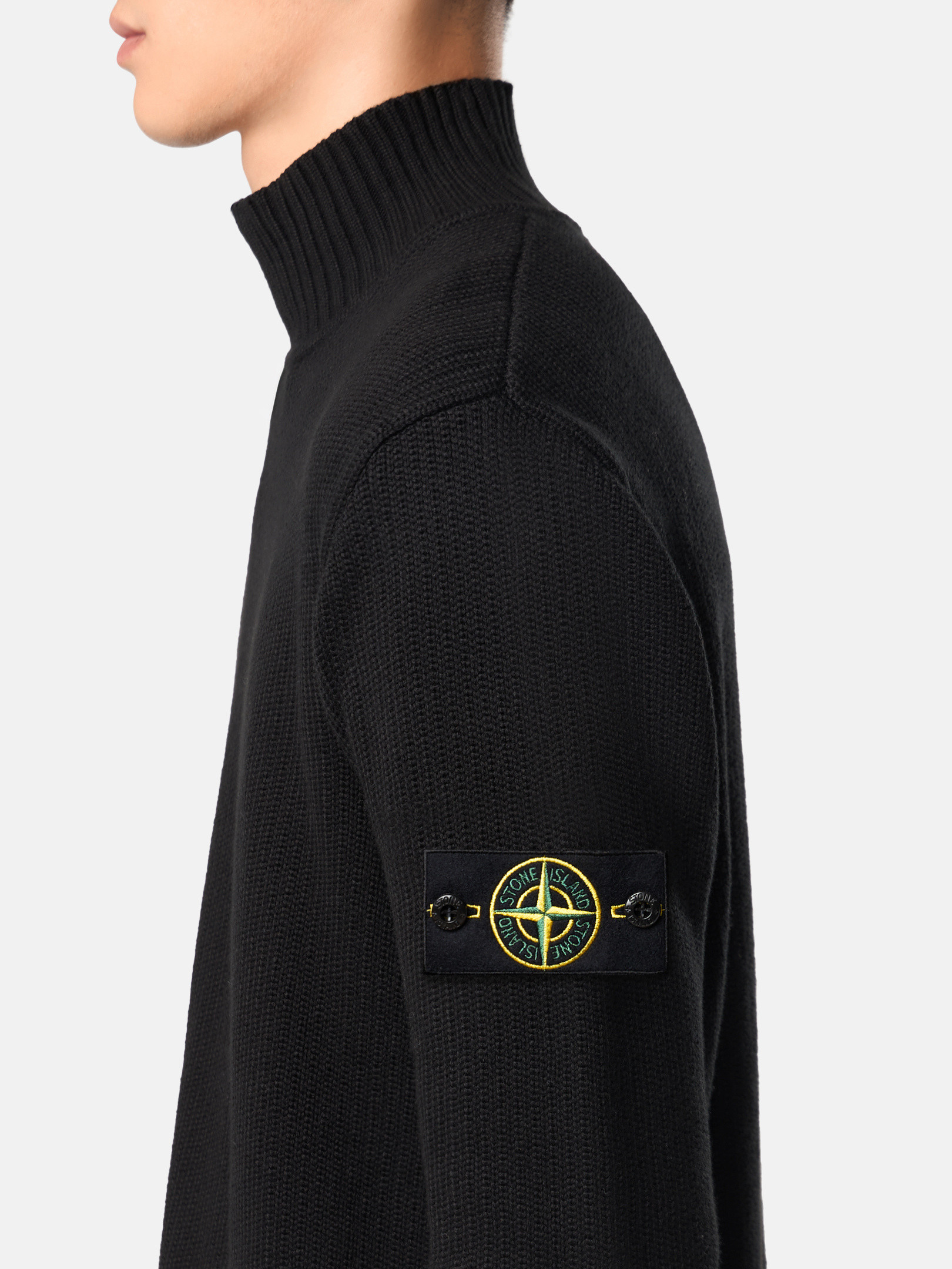 STONE  TURTLENECK KNIT BLACK Mサイズ Stone Island - Cotton turtleneck sweater black - The Corner