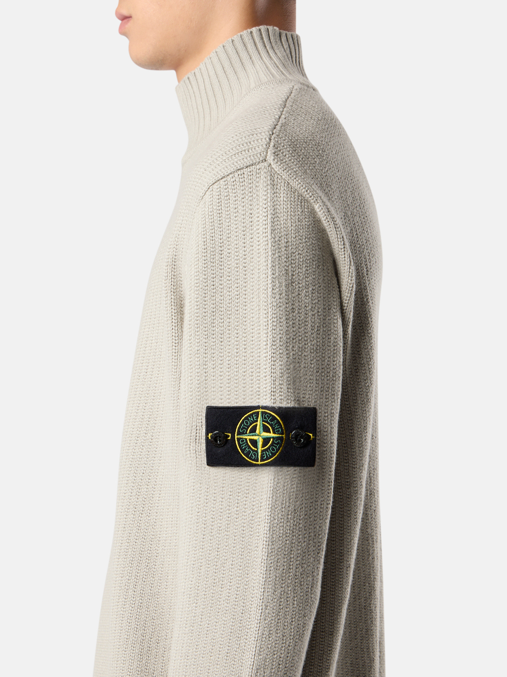 Pearl Grey Turtleneck sweater with ribbed trims 5100048