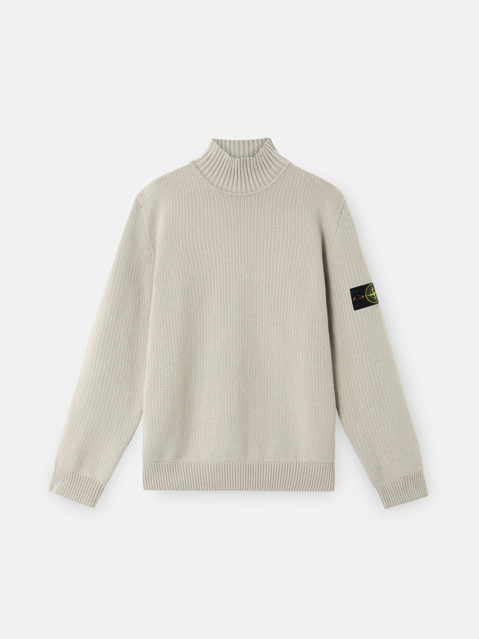 Stone Island Turtleneck Jumper With Ribbed Trims In Gray