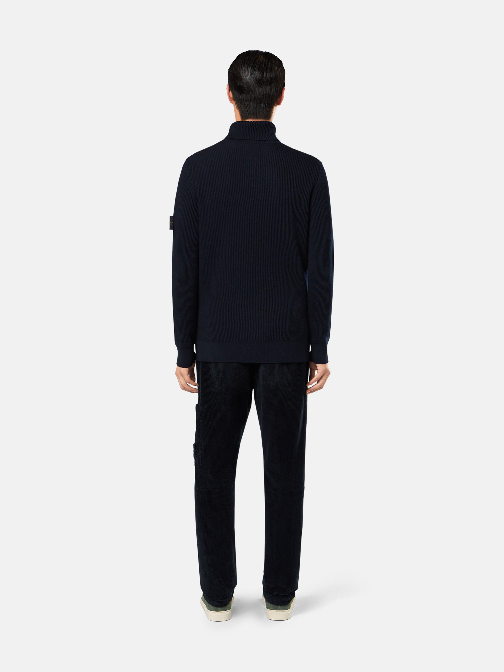 Navy Blue Turtleneck sweater with finely ribbed trims 5100052 FULL 