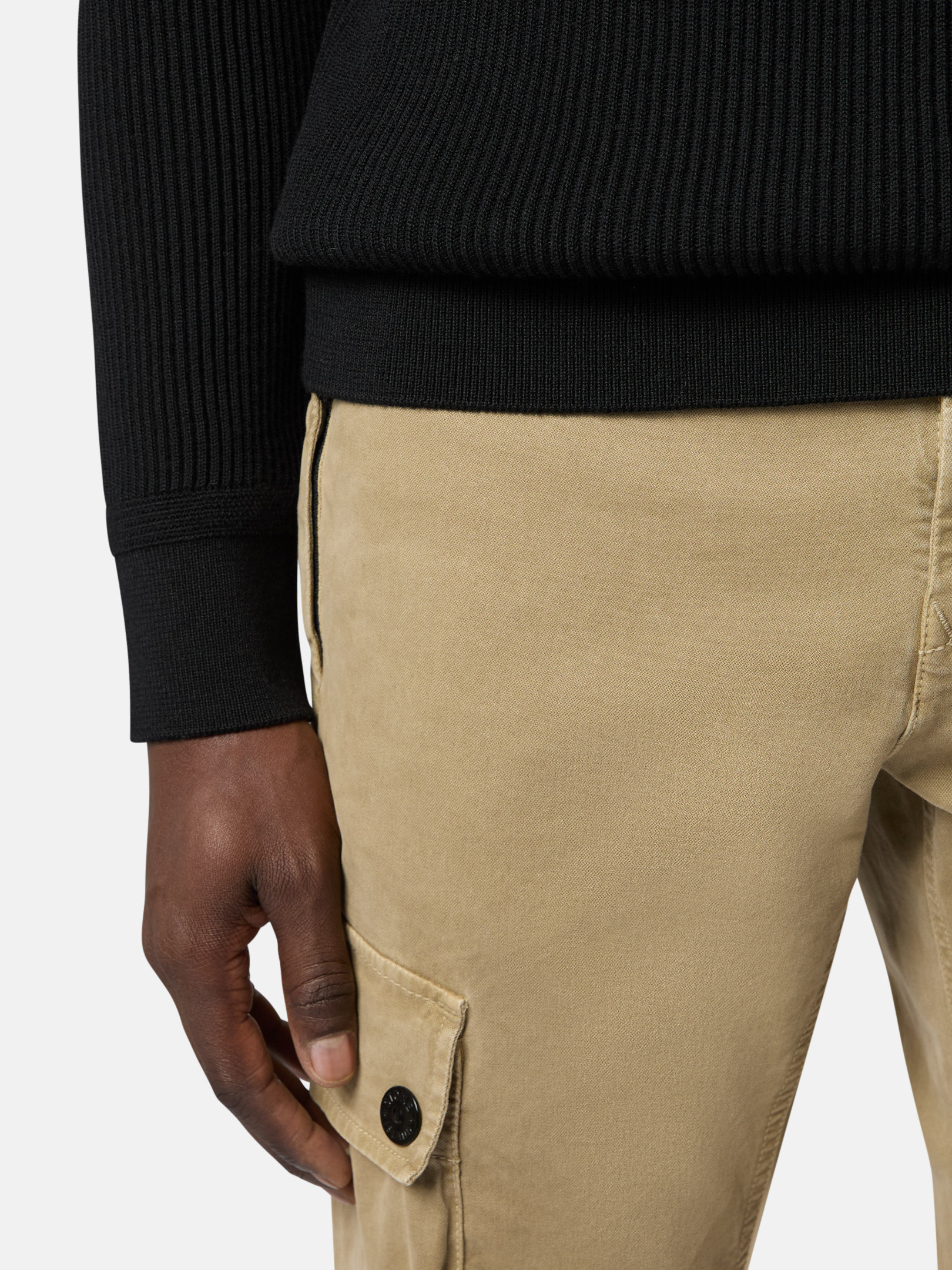Black Turtleneck sweater with finely ribbed trims 5100052 FULL RIB